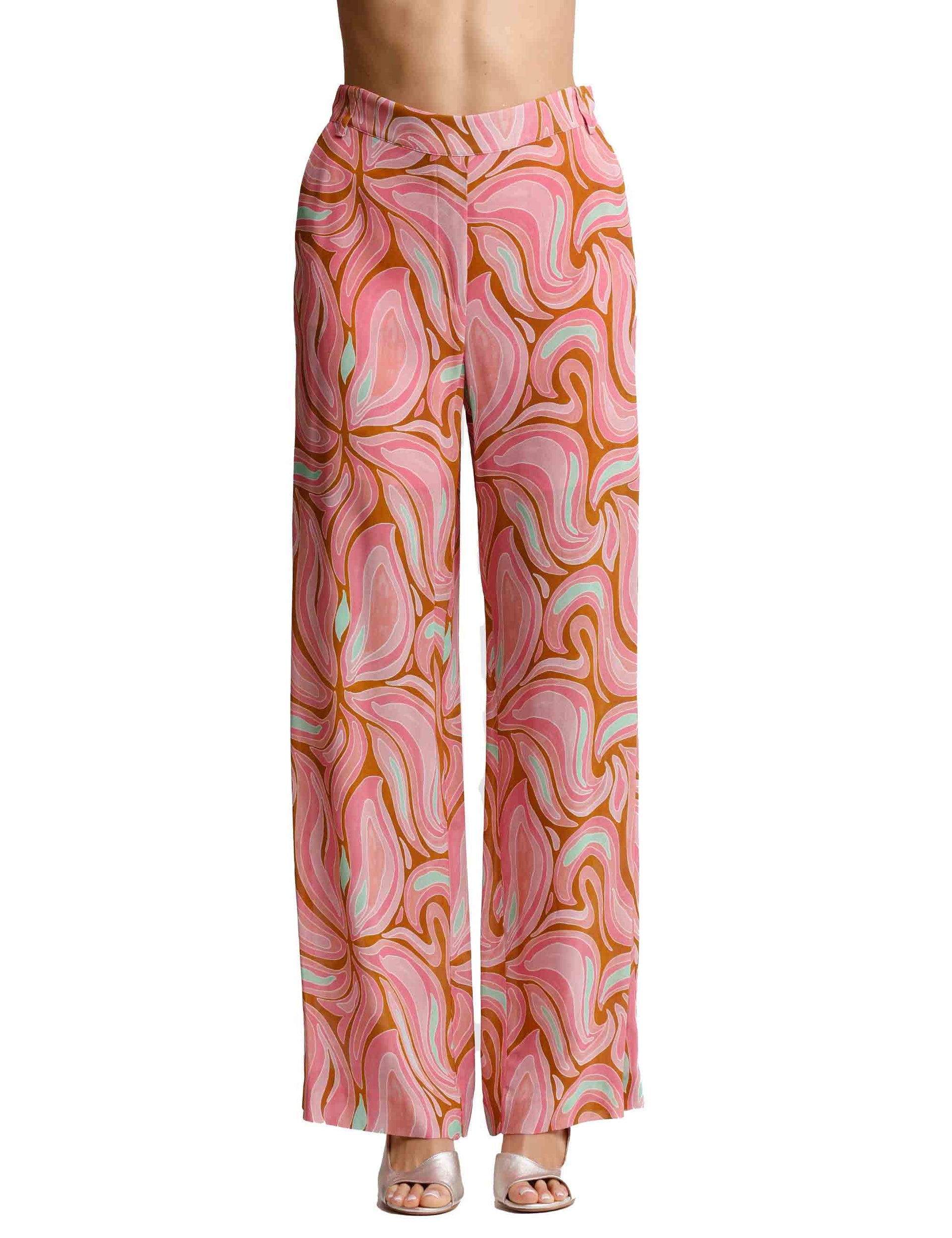 Pantaloni donna Marble Georgette in viscosa rosa