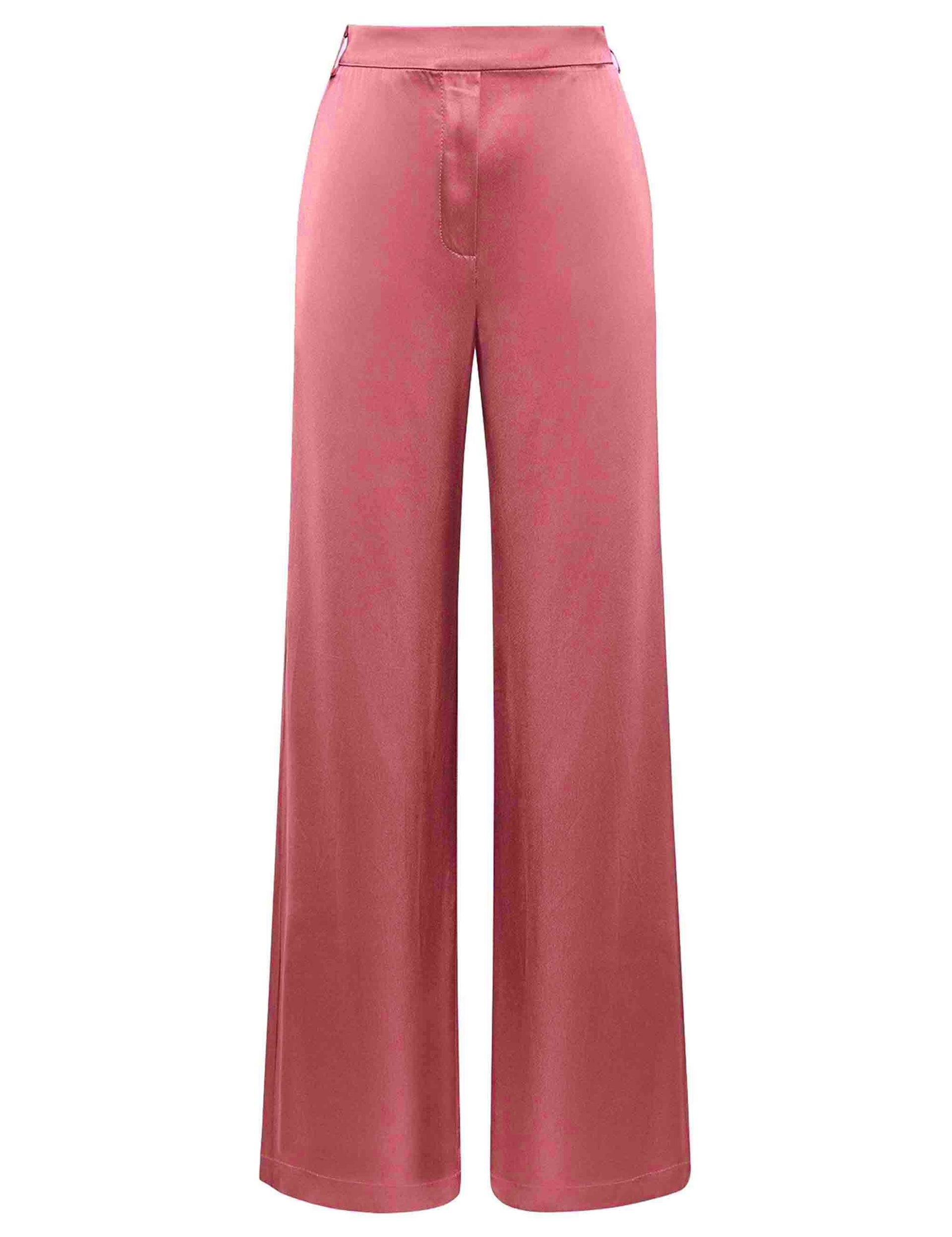 Shiny women's wide-leg trousers in red cady