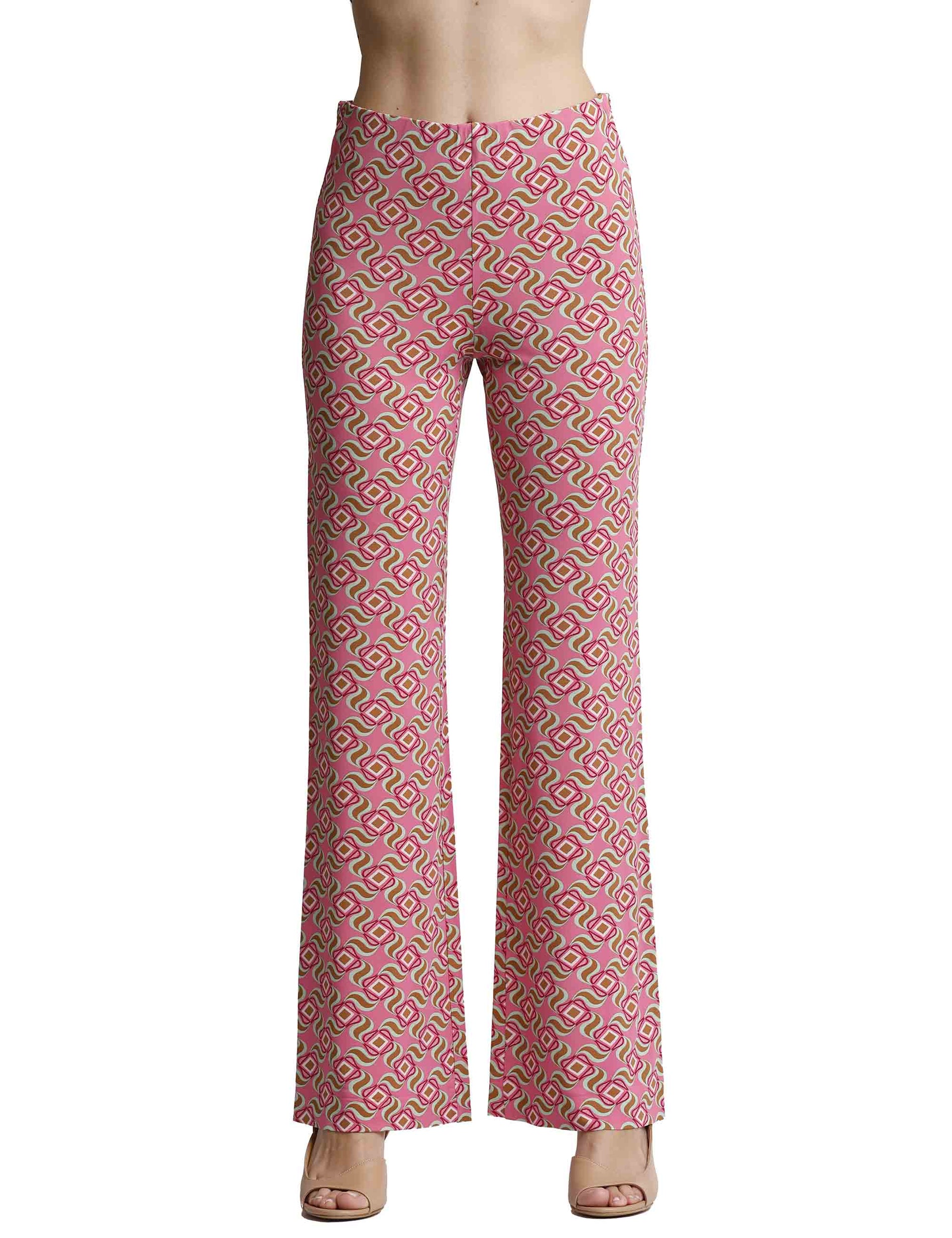 Pantaloni donna Swirl Print in jersey elasticizzato rosa a fantasia