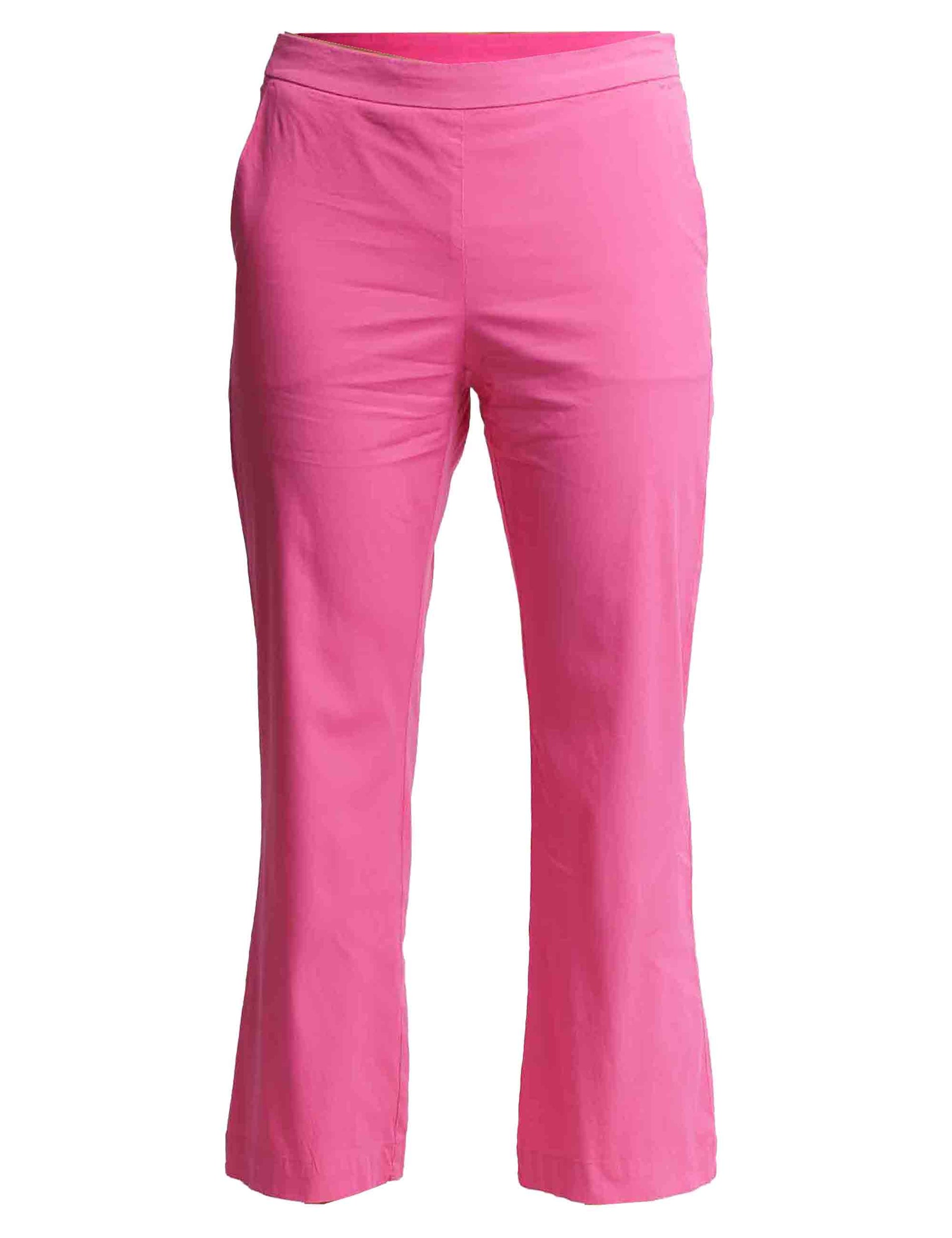 Women's poplin stretch trousers in pink cotton