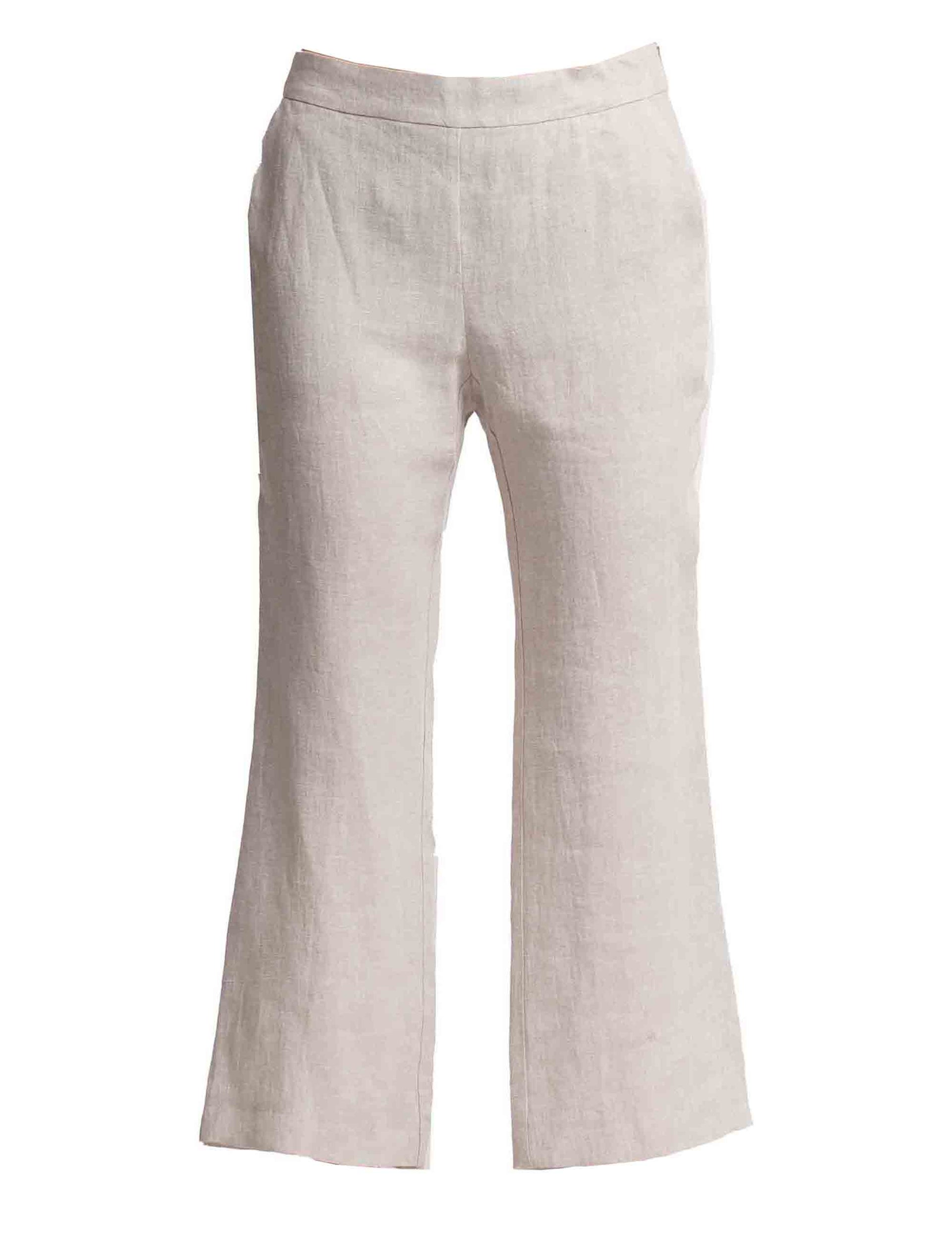 Délavé women's trousers in pure beige linen