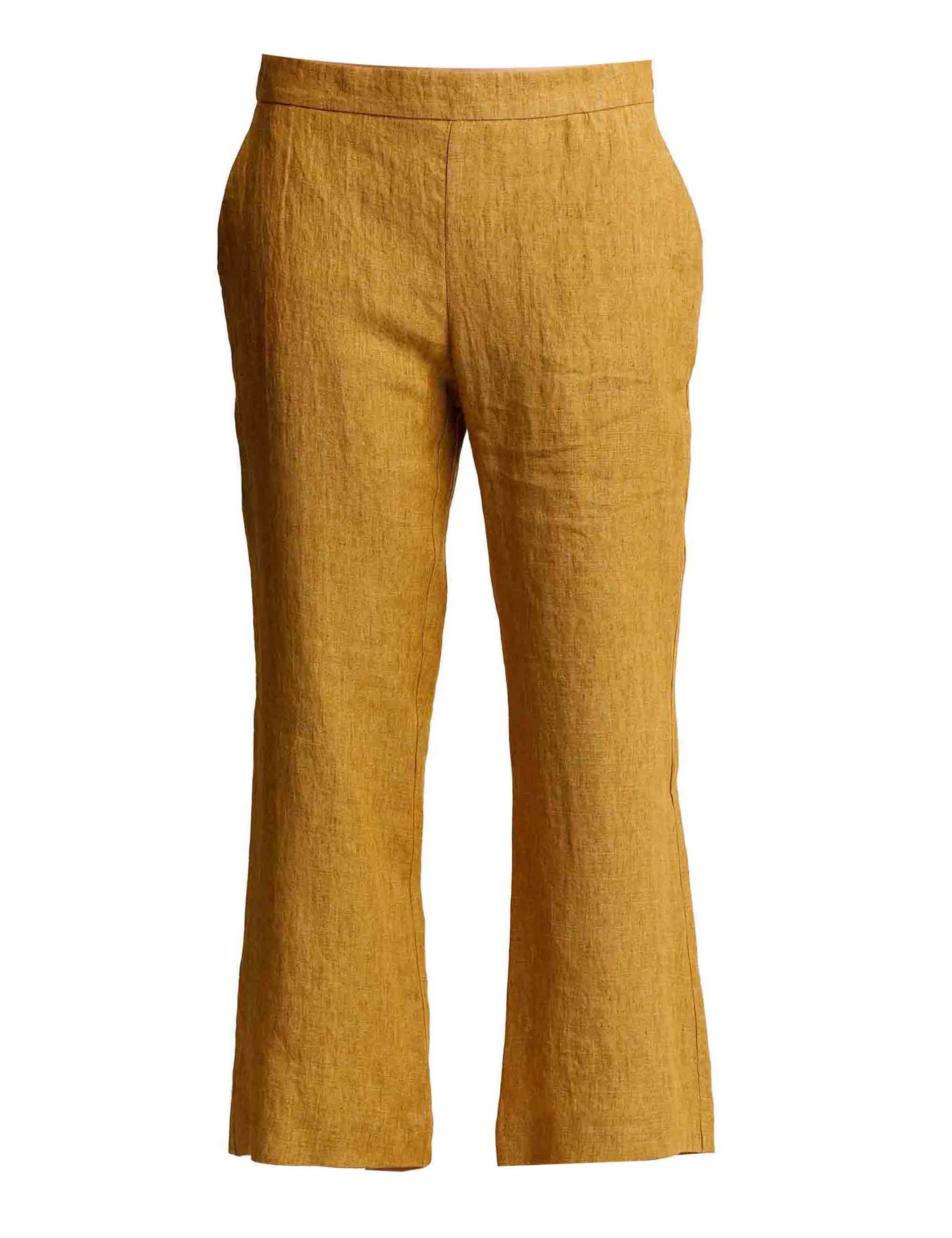Pantaloni donna Délavé in puro lino mostarda