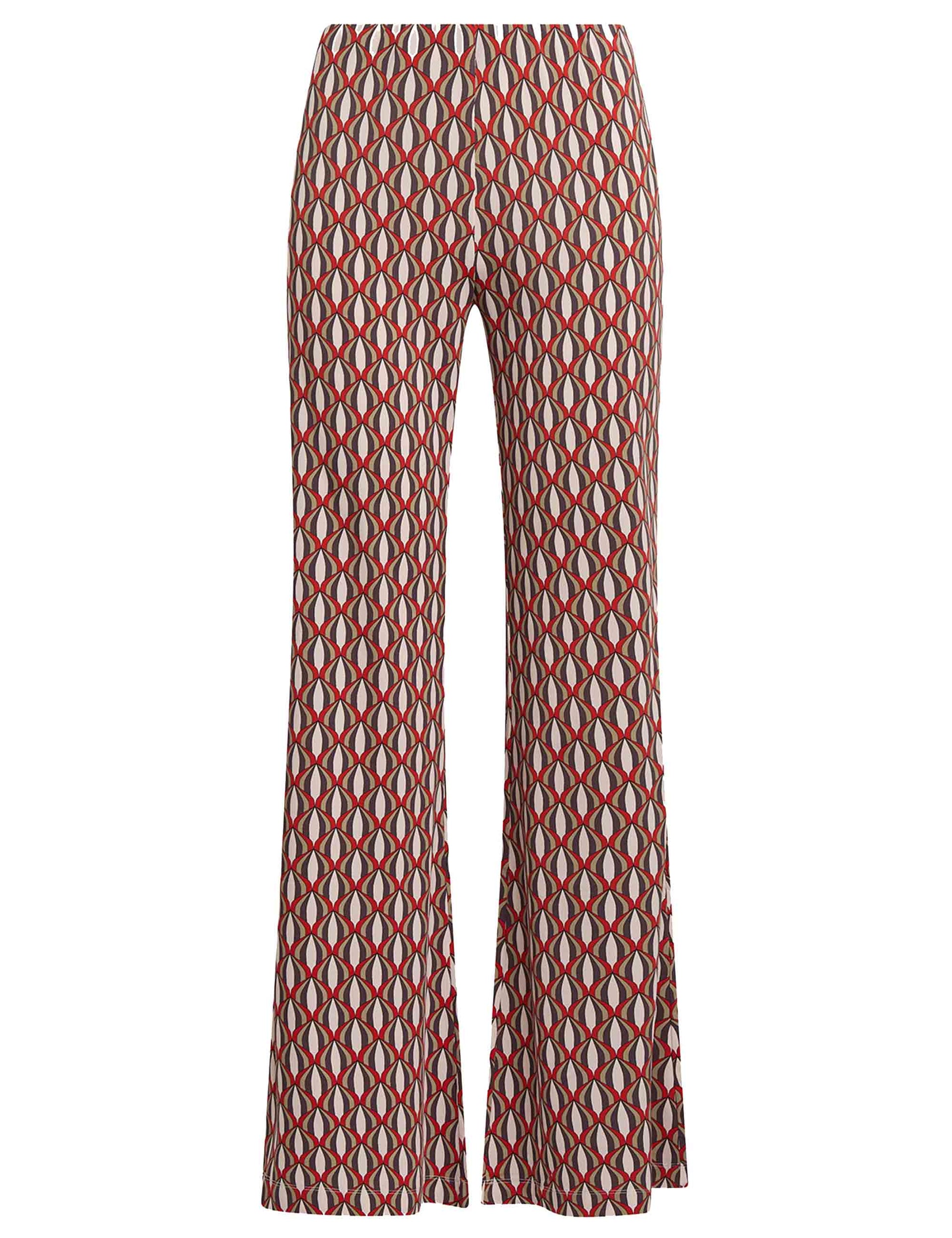 Lucky Balloon women's trousers in patterned brown jersey