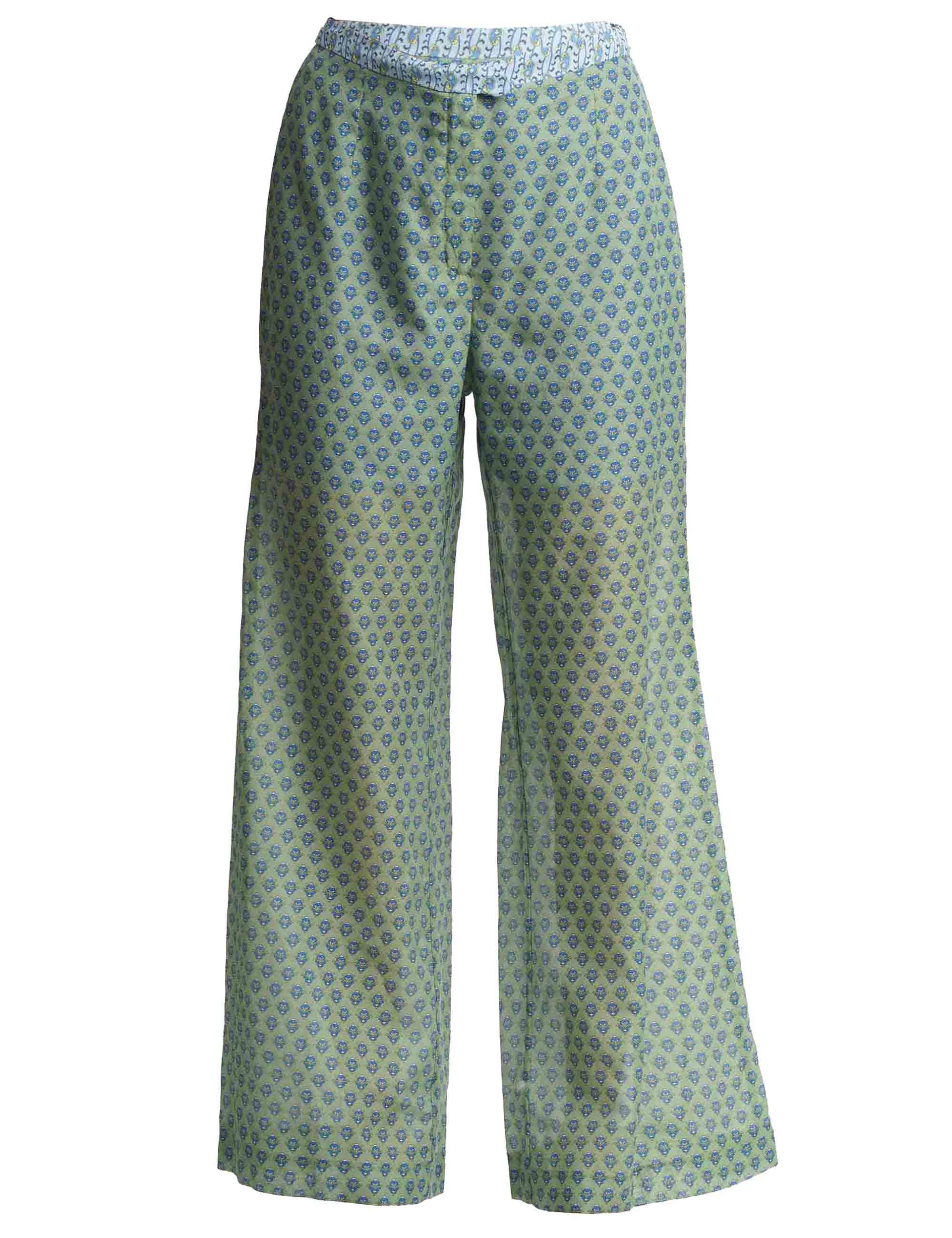 Pantaloni donna Silky Muslin in seta verde