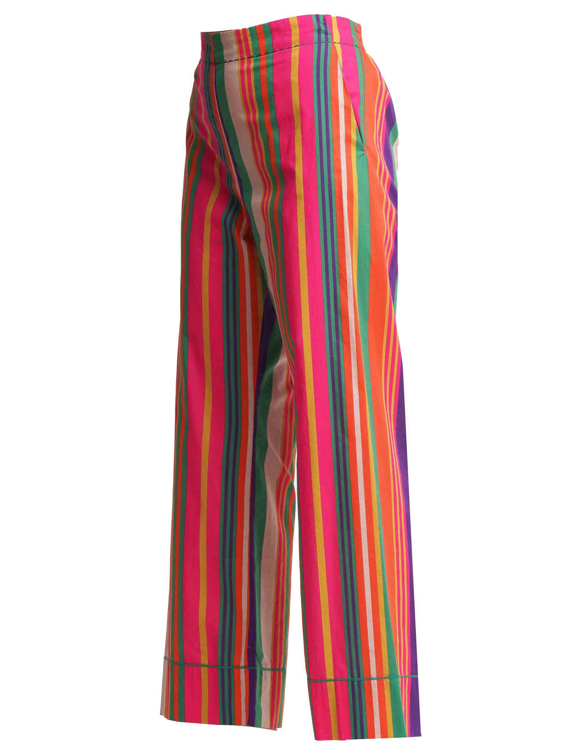 Pantaloni donna Mari Stripes Muslin in cotone rosa a fantasia