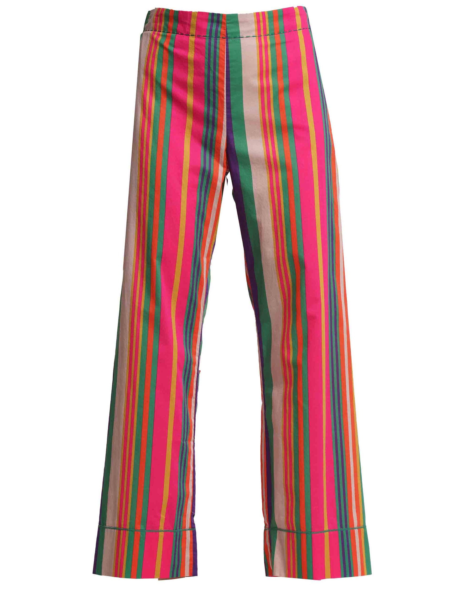 Mari Stripes Muslin women's trousers in pink patterned cotton