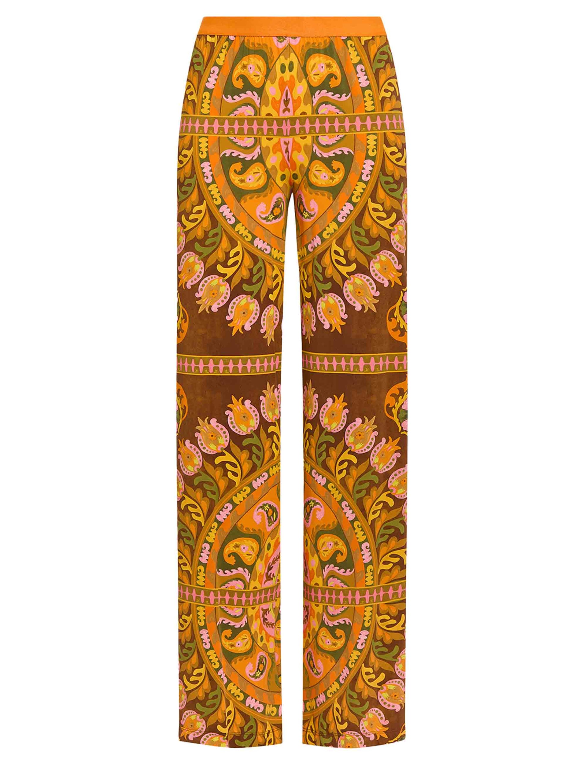 Suzani Crown women's wide-leg orange jersey trousers