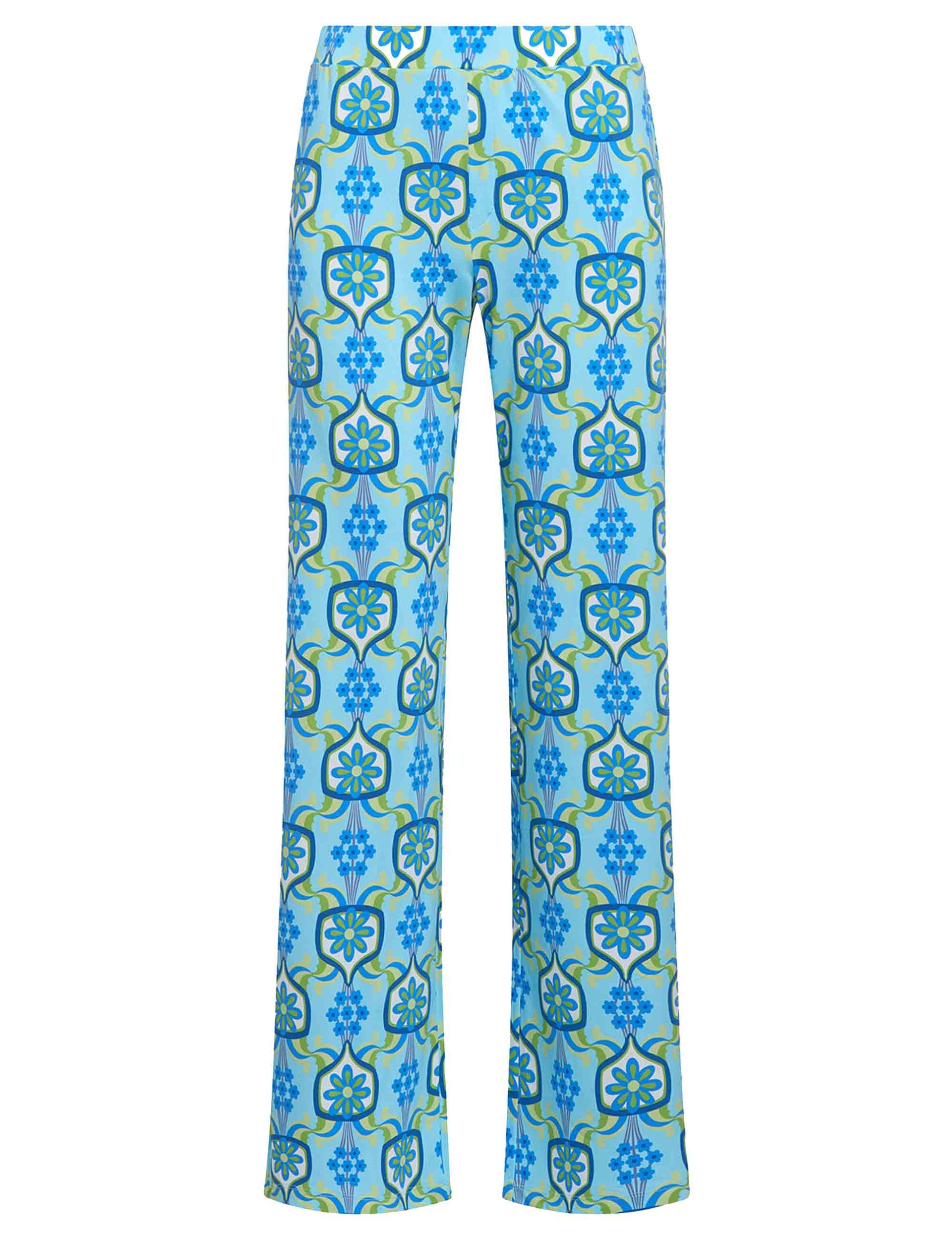 Marigold women's trousers in patterned light blue jersey