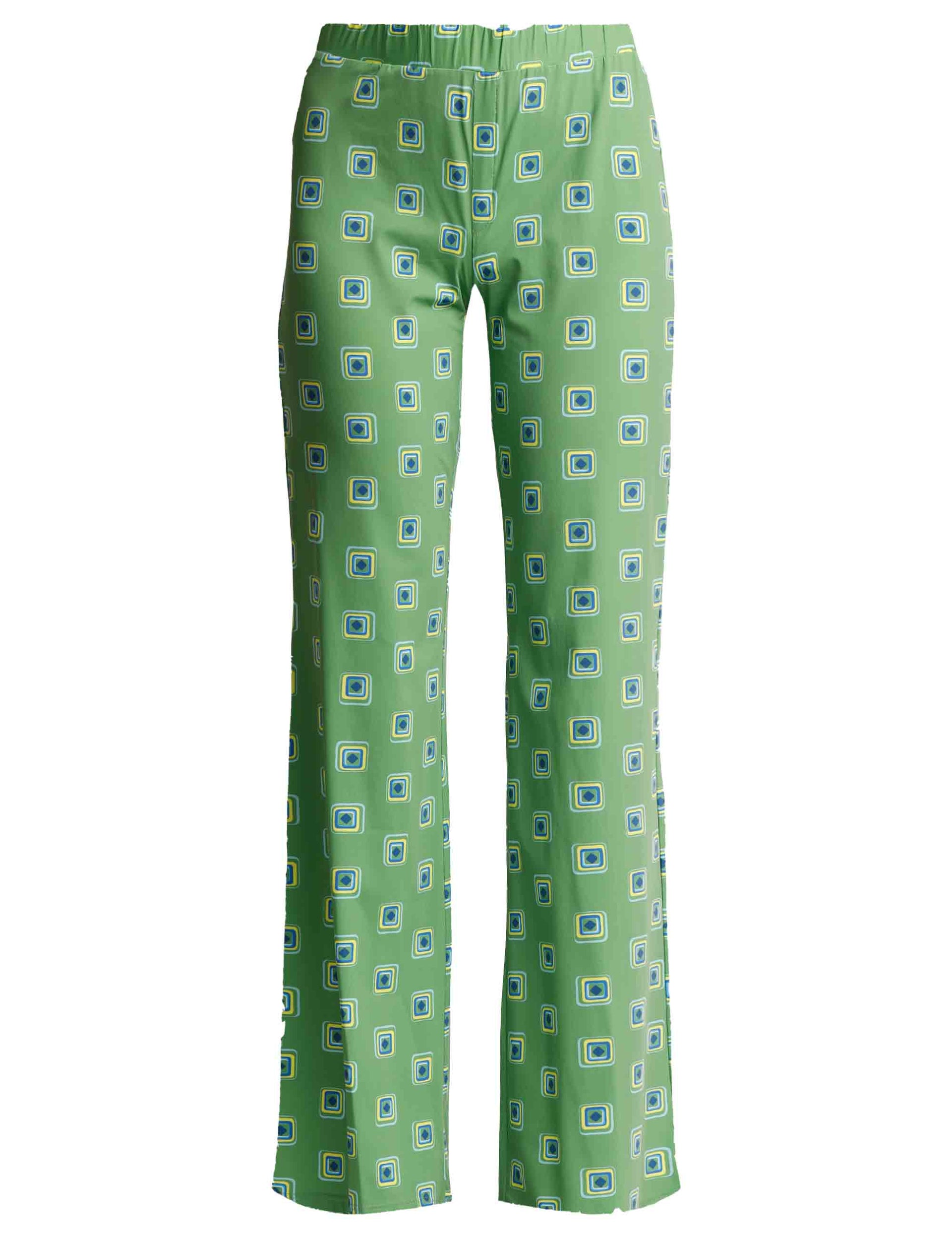 Marigold women's trousers in green patterned jersey