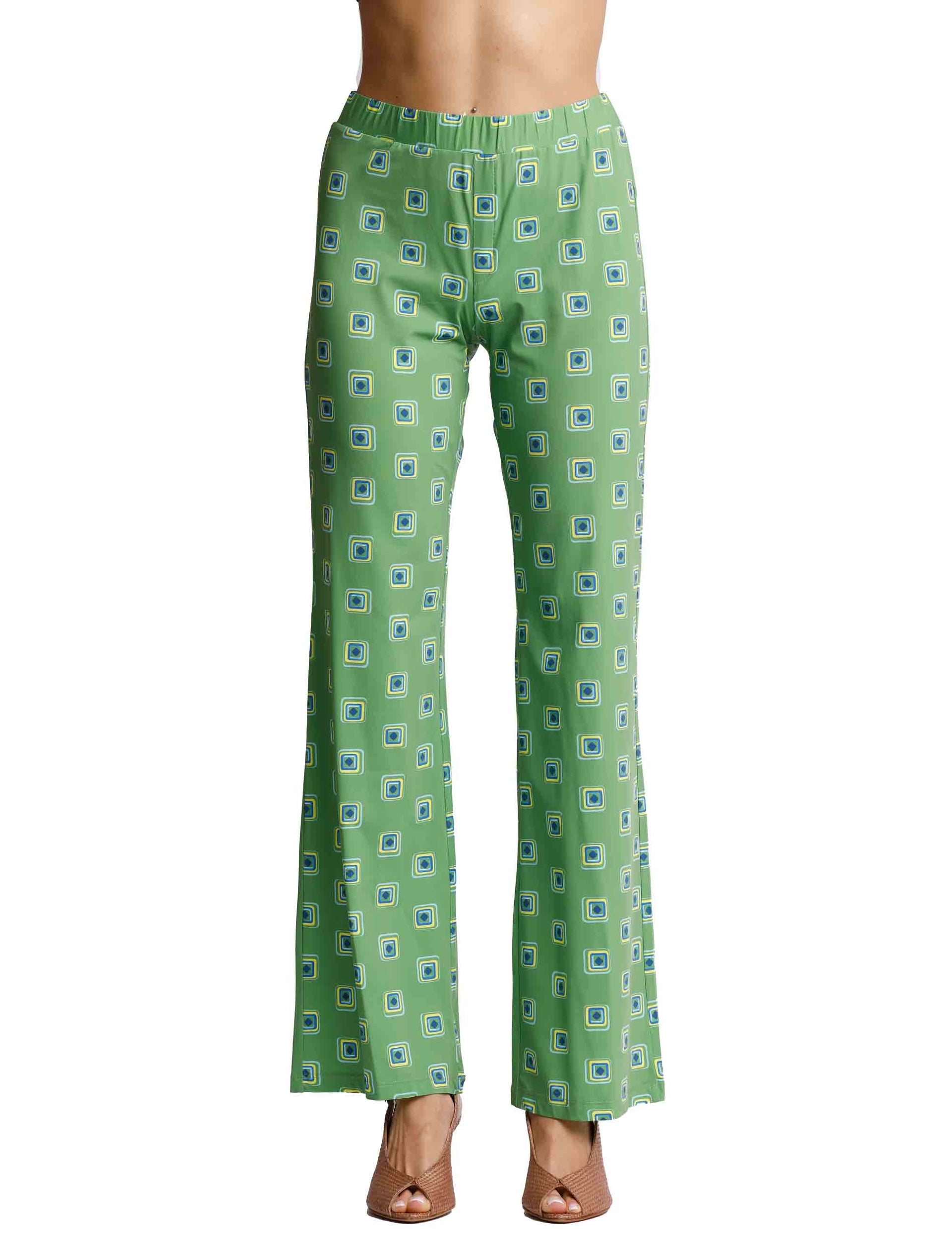 Pantaloni donna Marigold in jersey verde a fantasia
