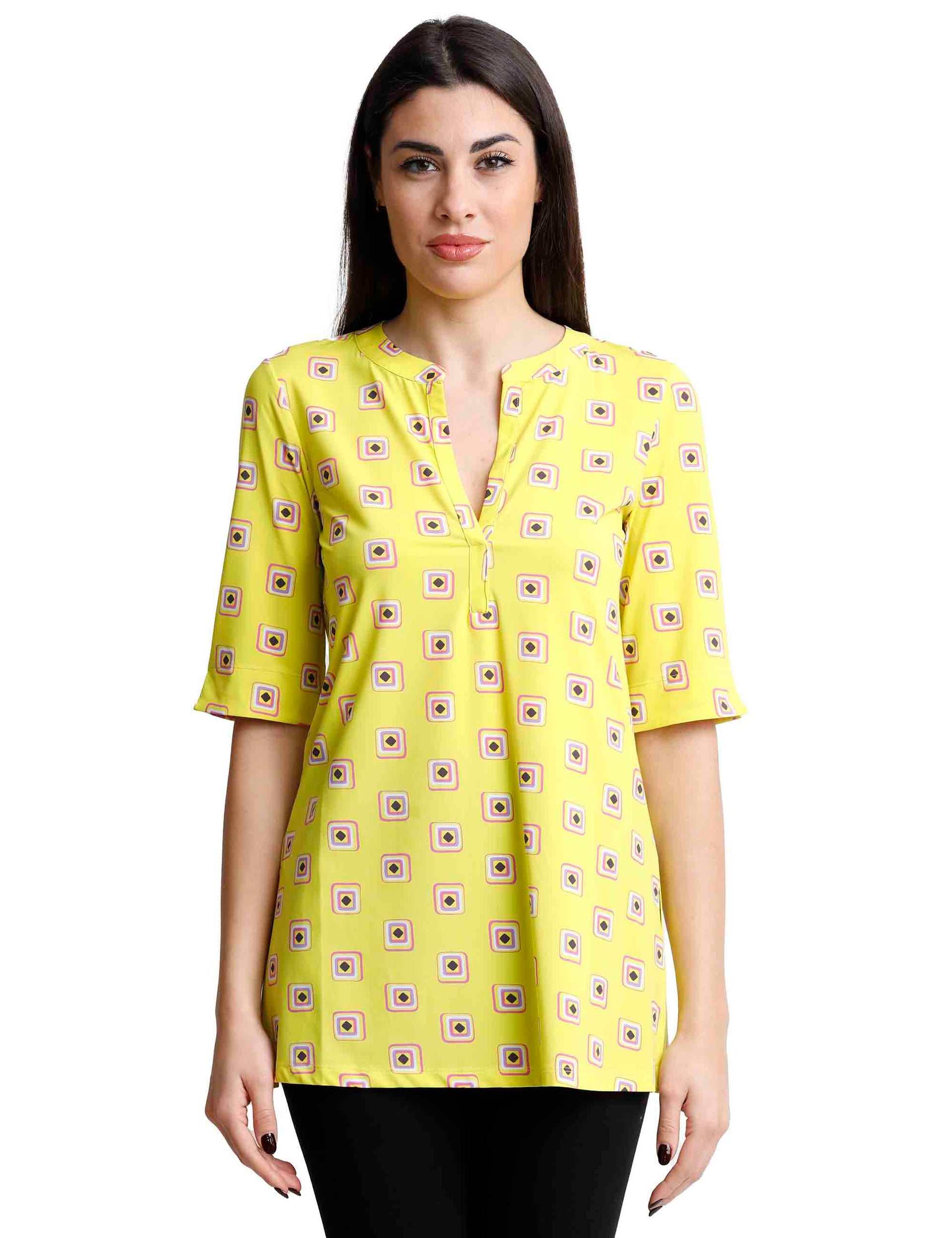 T-shirts donna Marigold in jersey giallo con maniche a 3/4