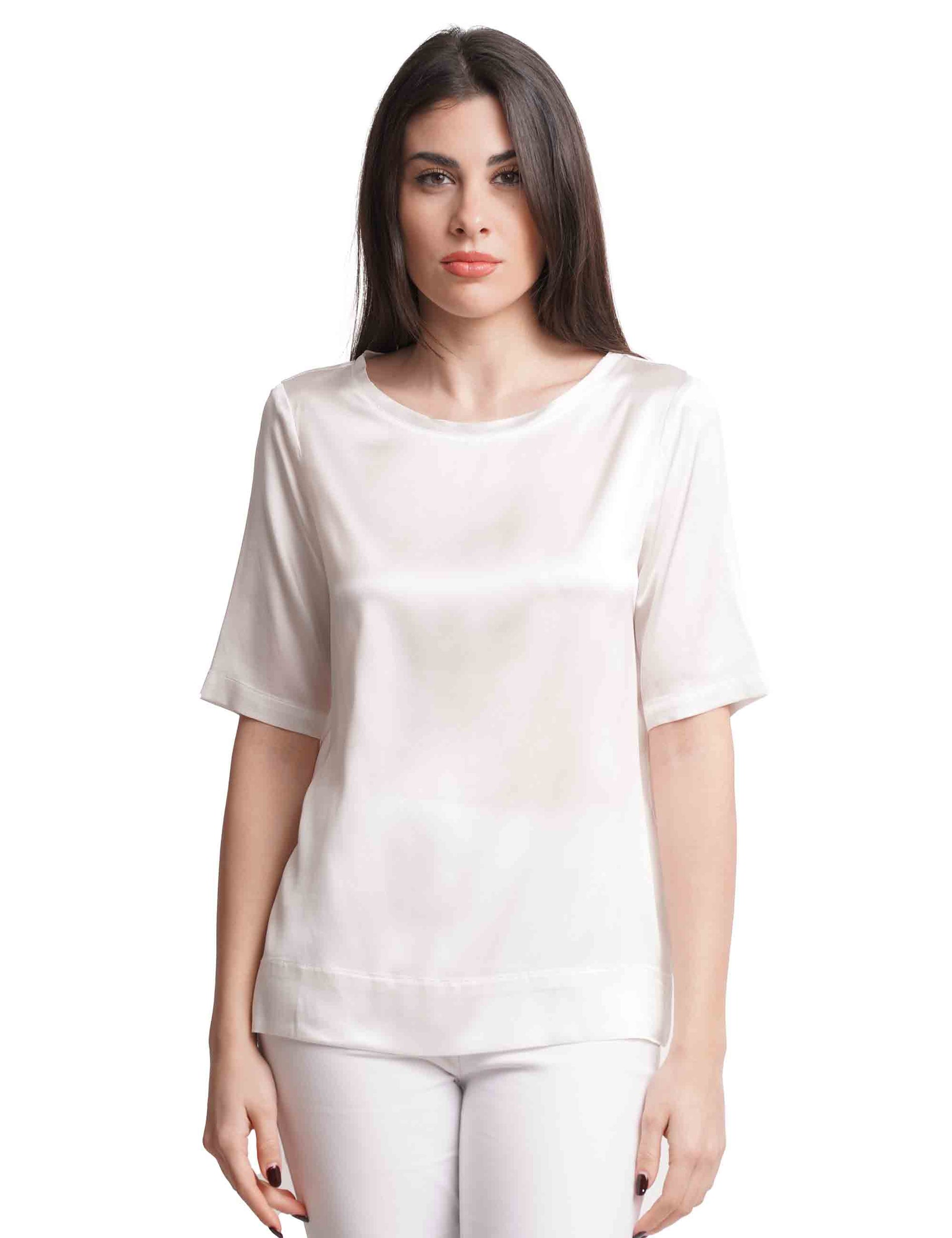 T-shirt donna Silk Satin in seta bianca
