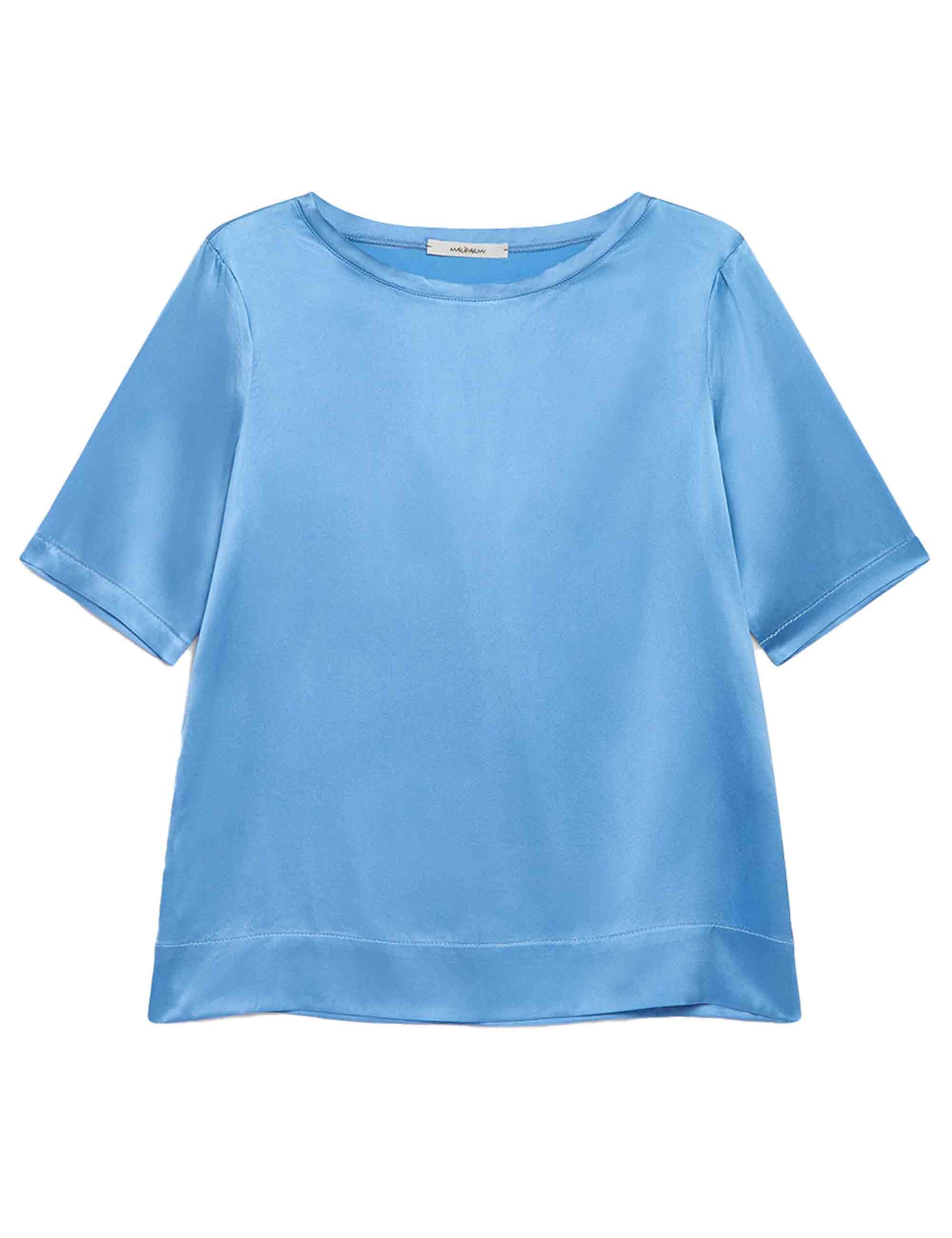 Silk Satin women's t-shirt in light blue silk