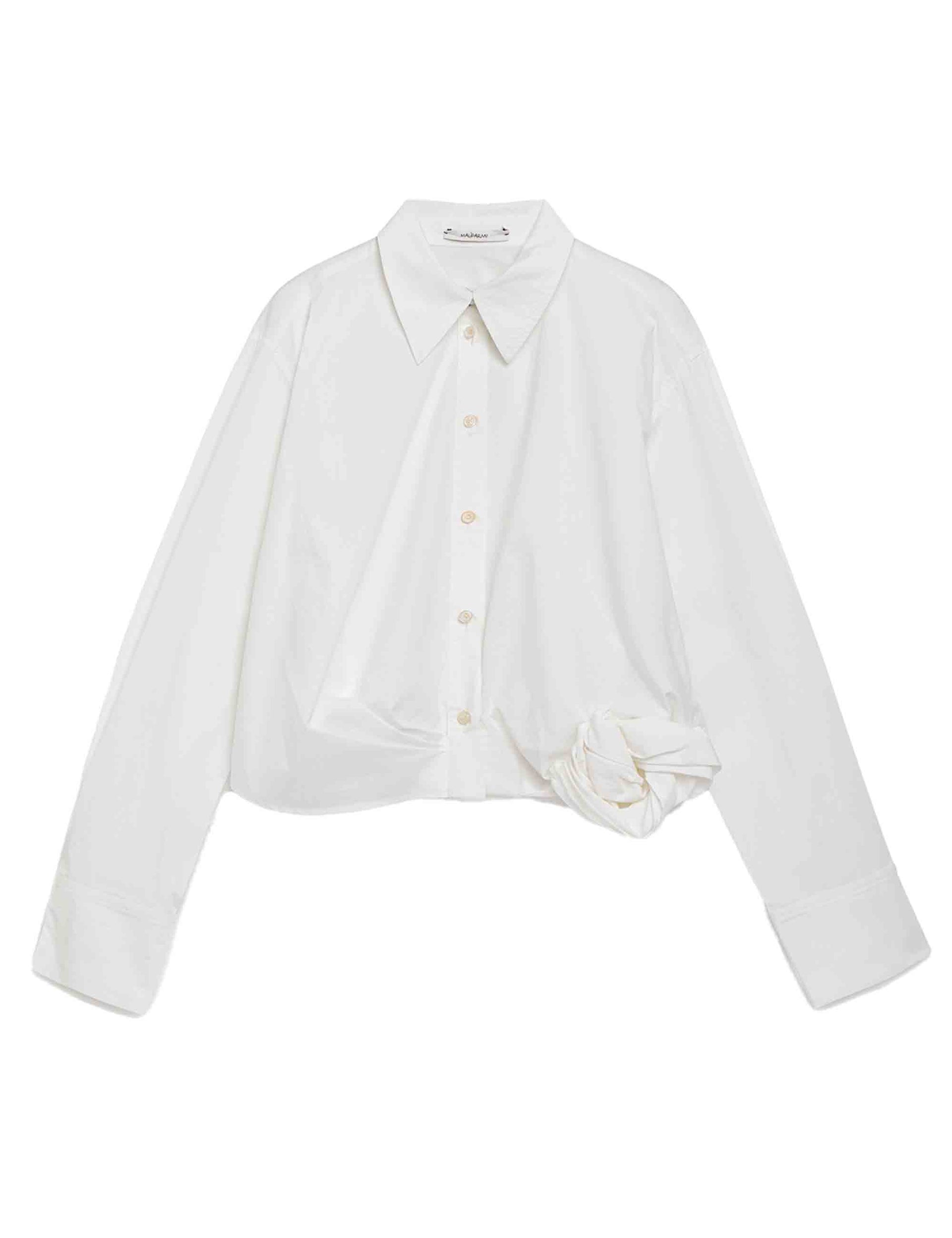 Sculture women's shirts in white cotton with pink