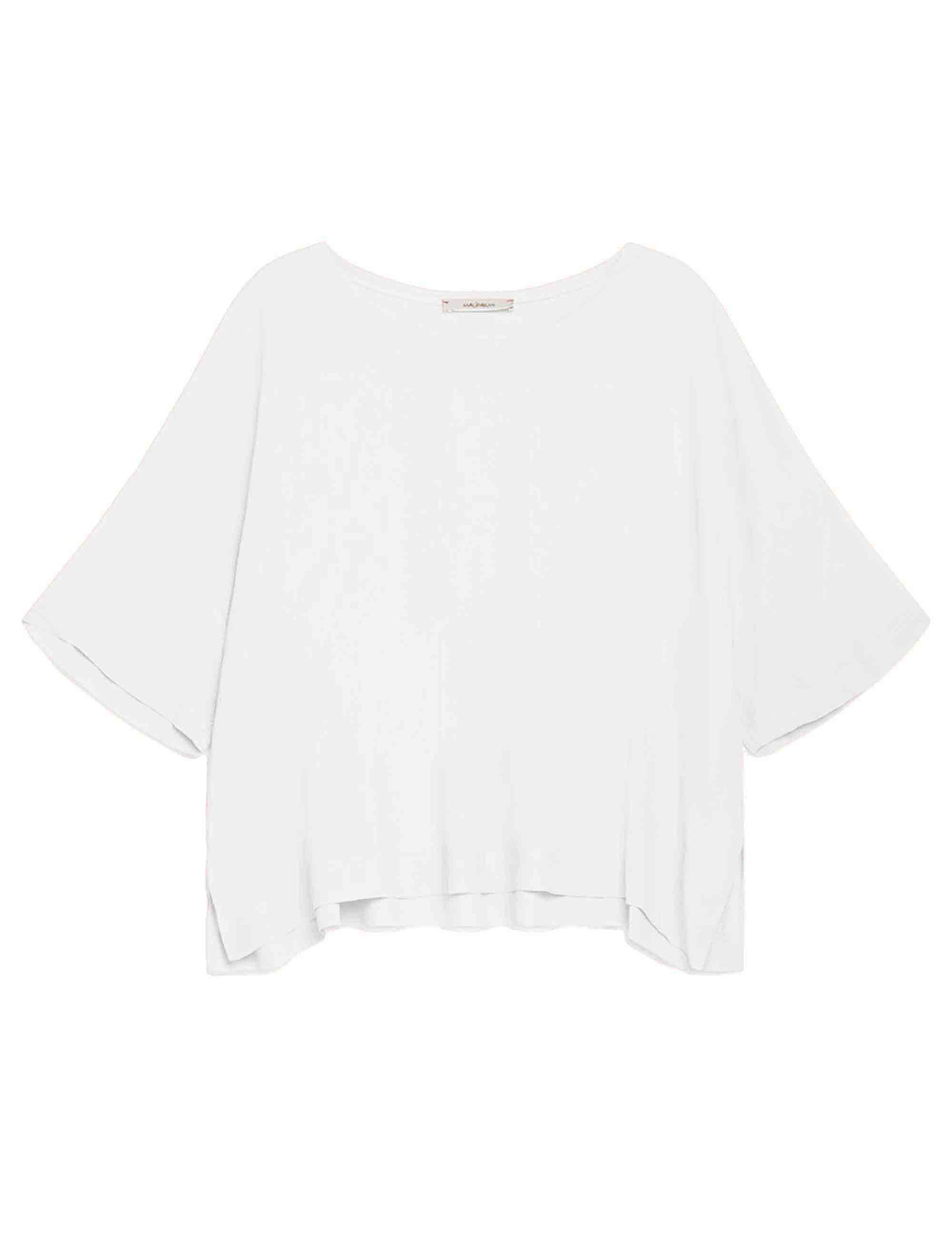 T-shirt donna Fluide Crepe in seta bianca mezze maniche
