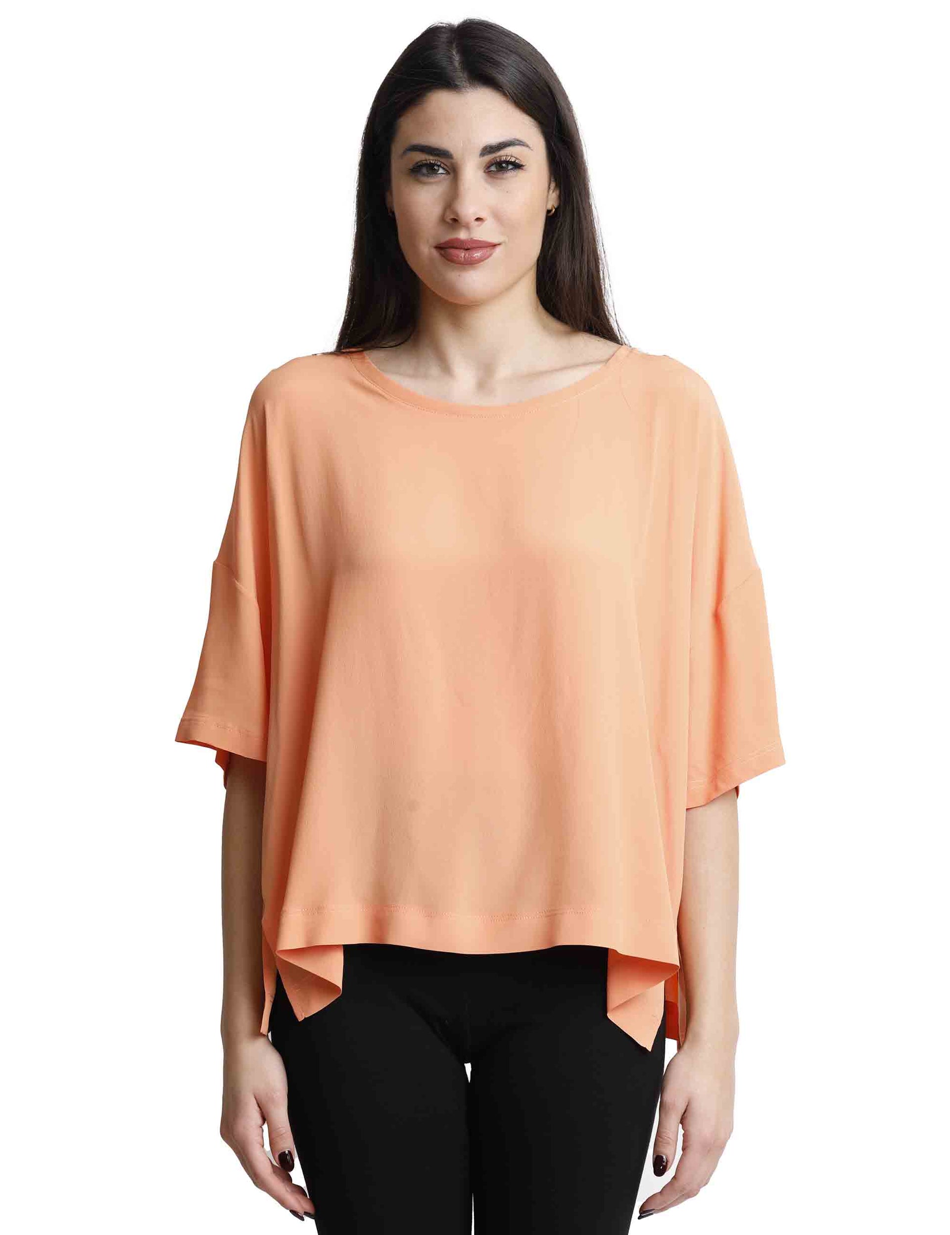 Camicie donna Fluide Crepe in seta arancione