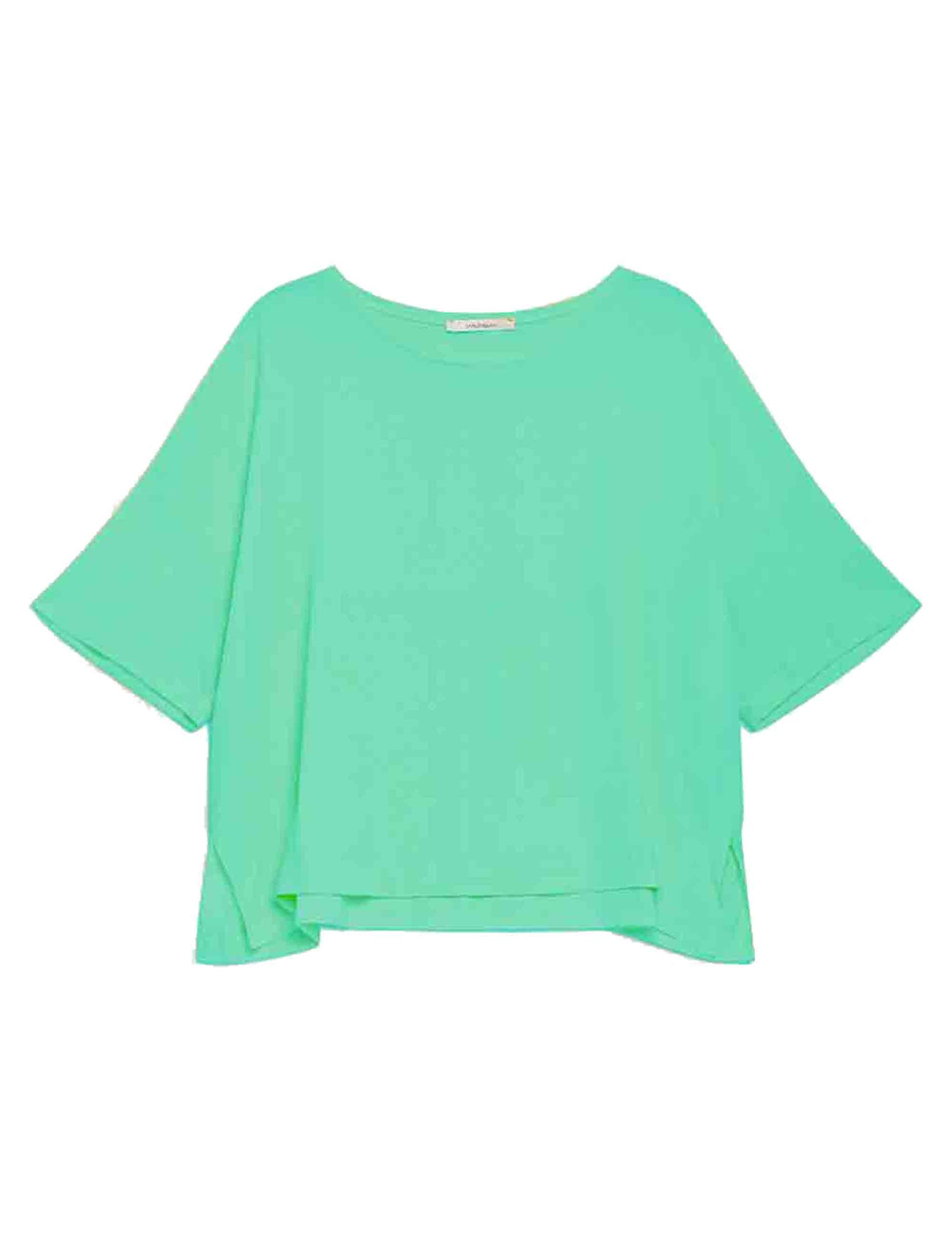 Camicie donna Fluide Crepe in seta verde