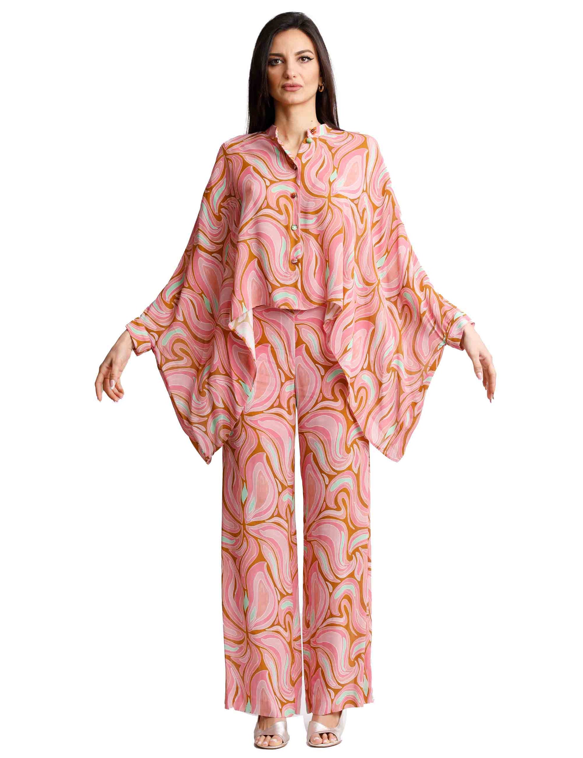 Marble Georgette women's shirts in printed natural pink viscose