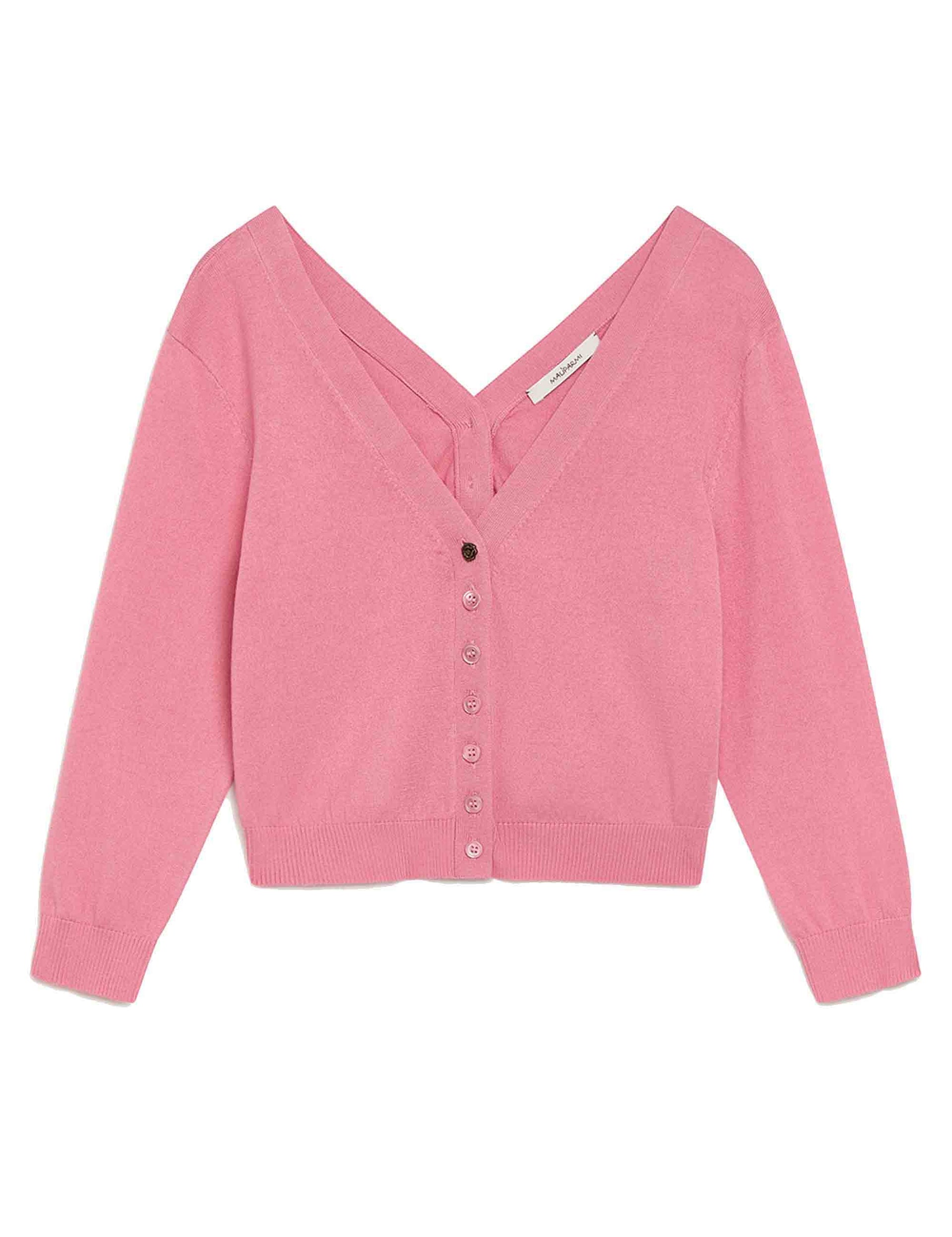 Smooth women's cardigan sweaters in pink cotton