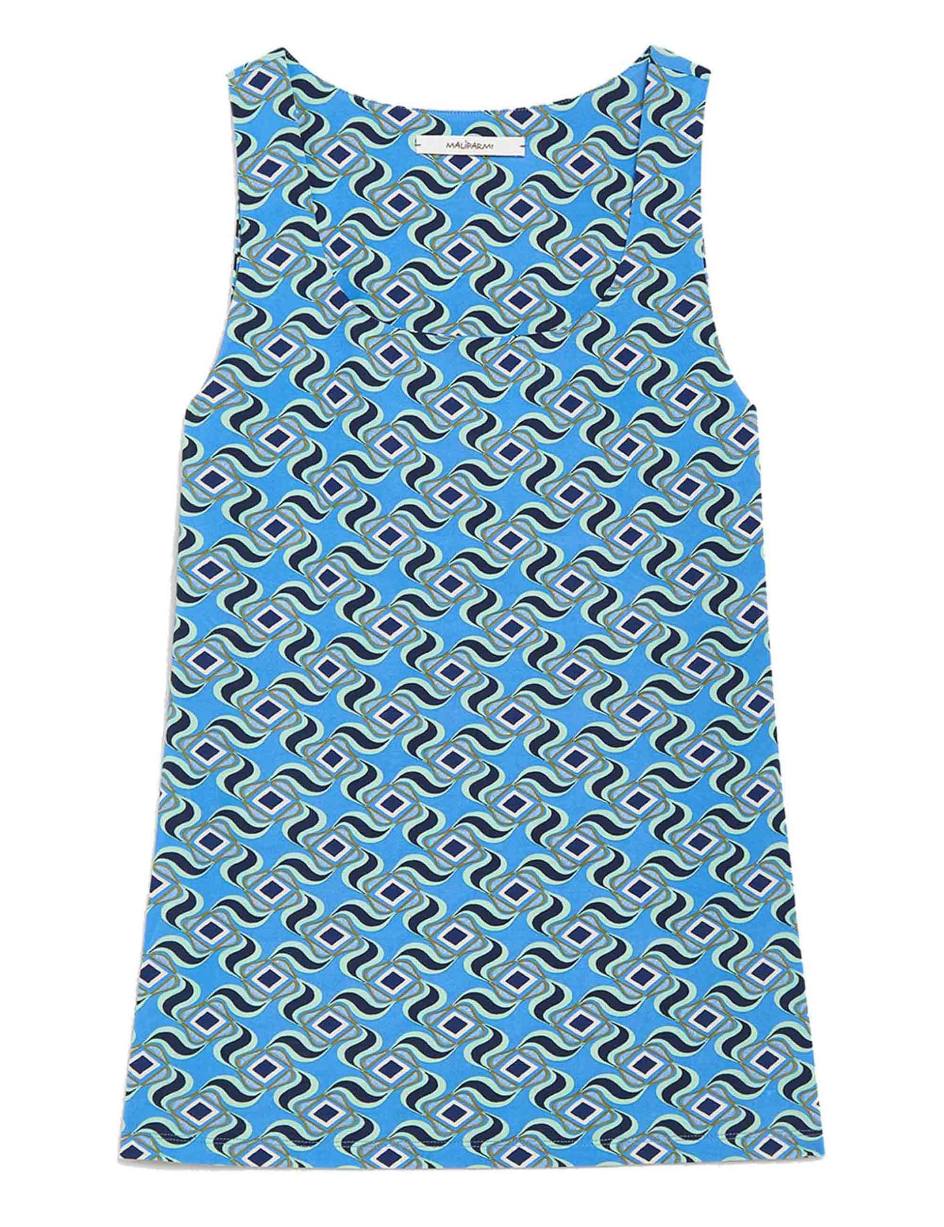 Swirl Print women's top in patterned light blue jersey