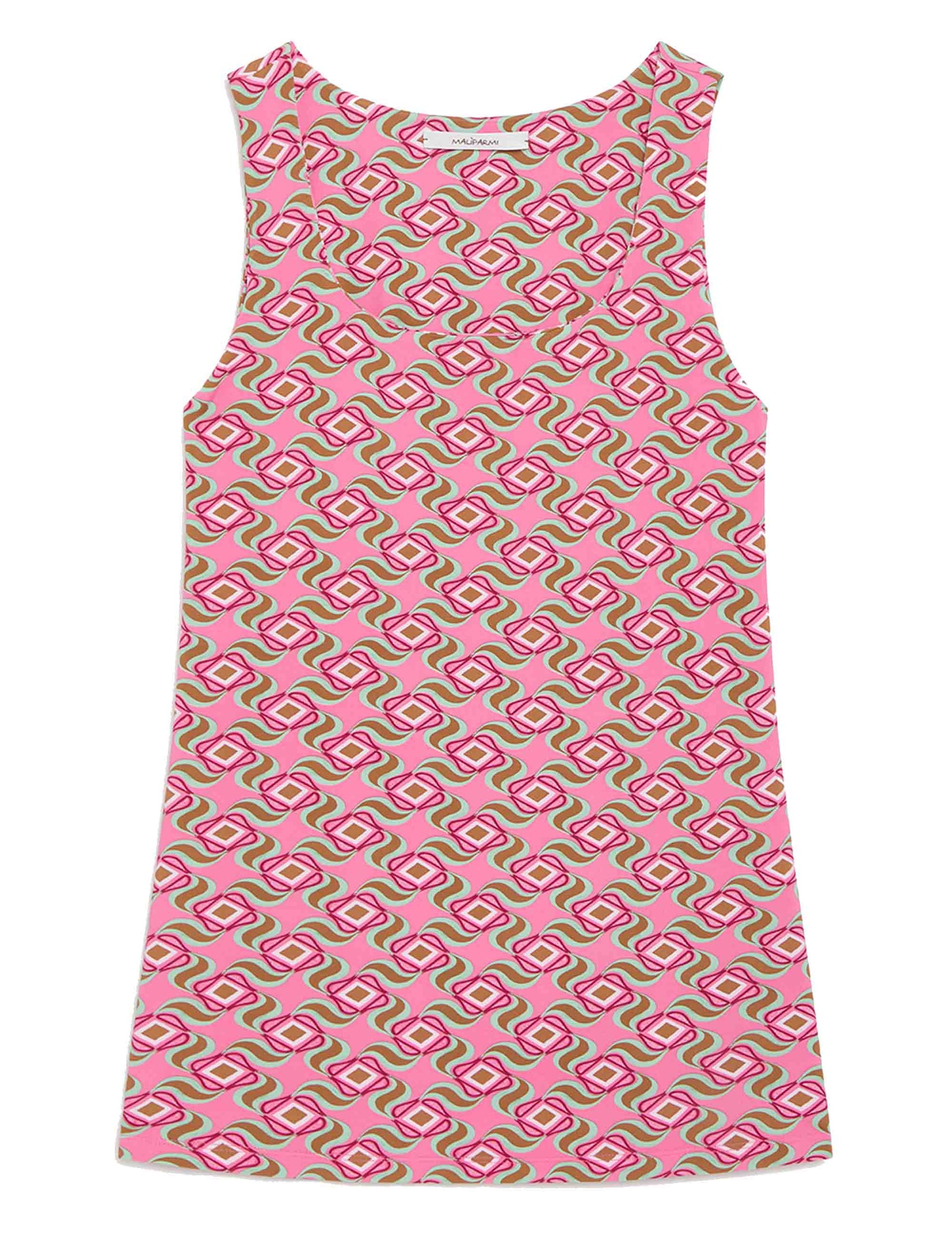 Top donna Swirl Print in jersey rosa a fantasia