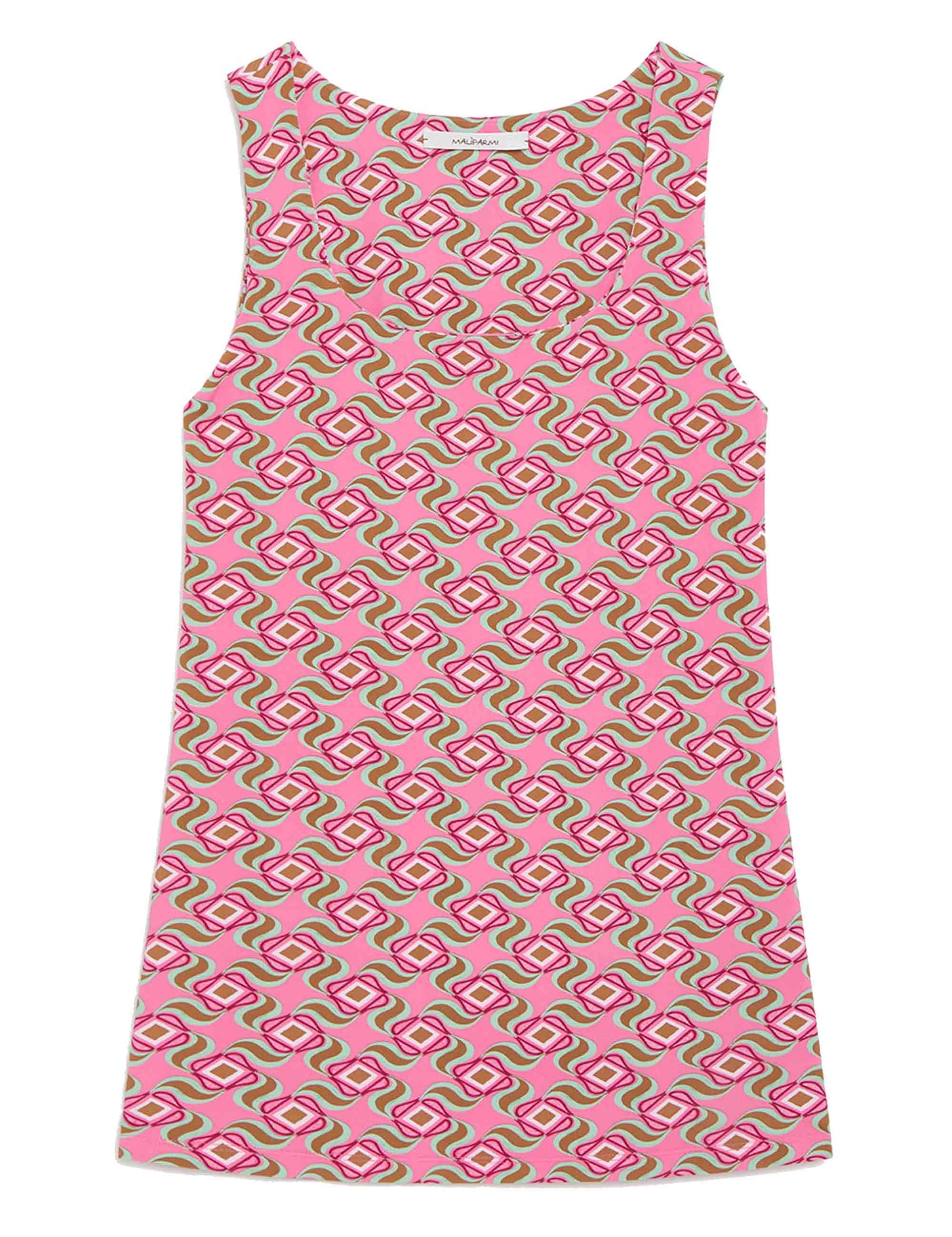 Swirl Print women's top in patterned pink jersey