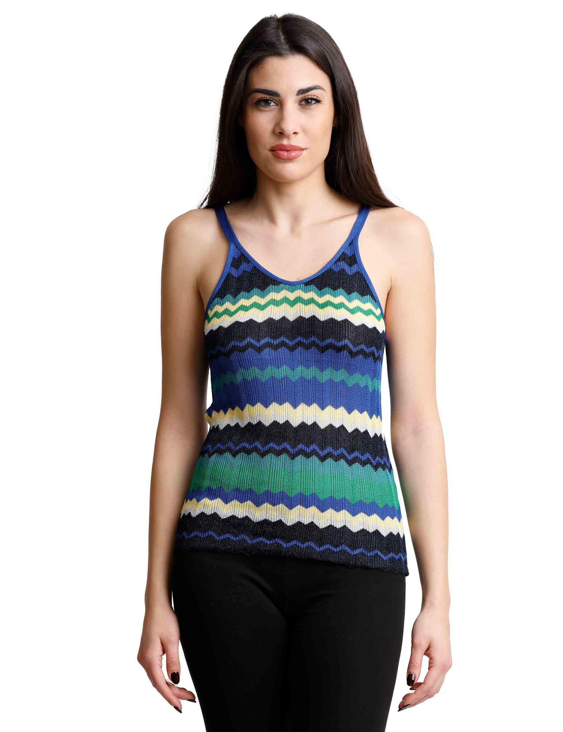 Waves women's top in blue viscose with straps