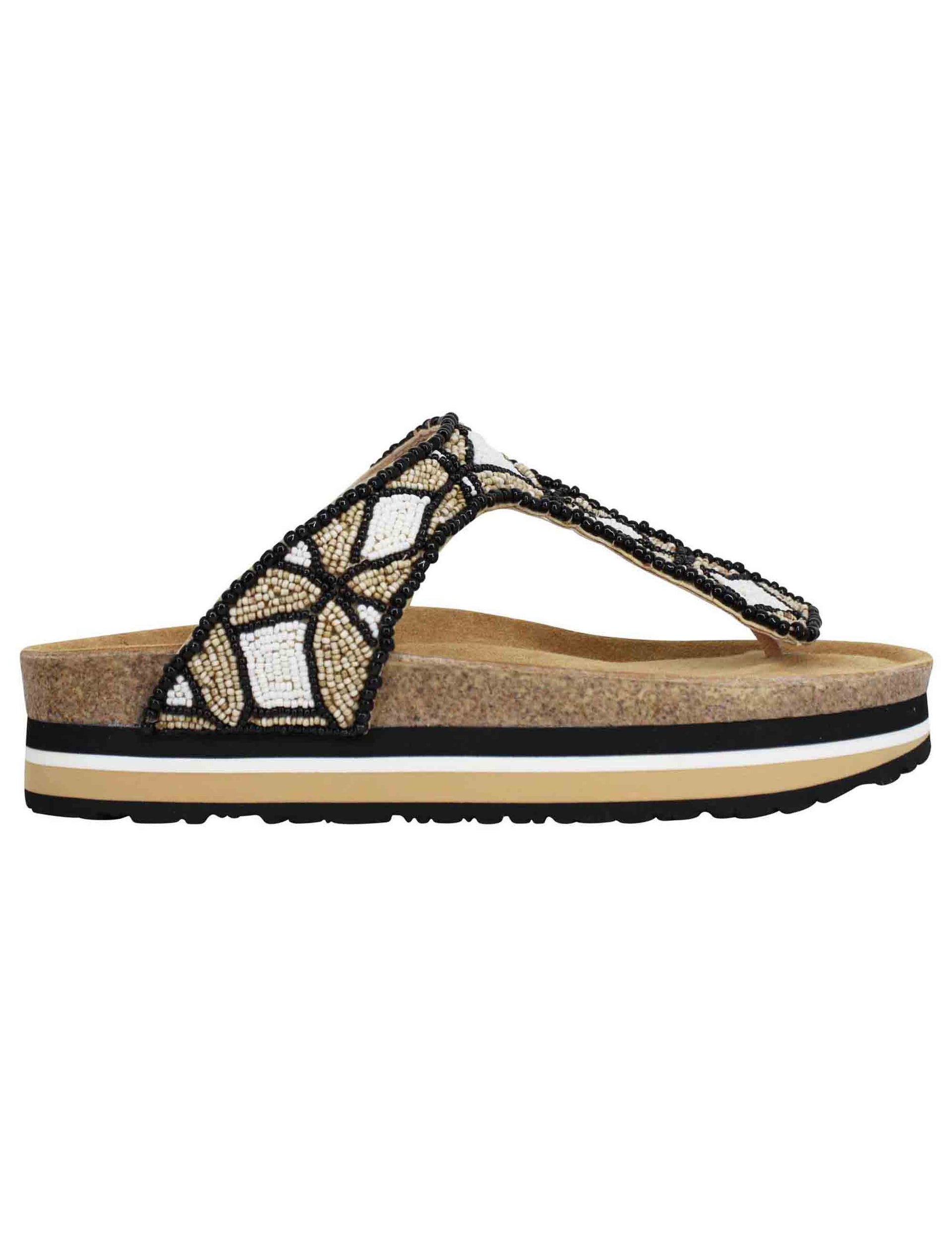 Infrabijoux women's Gioia Embroidery sandals in brown beads