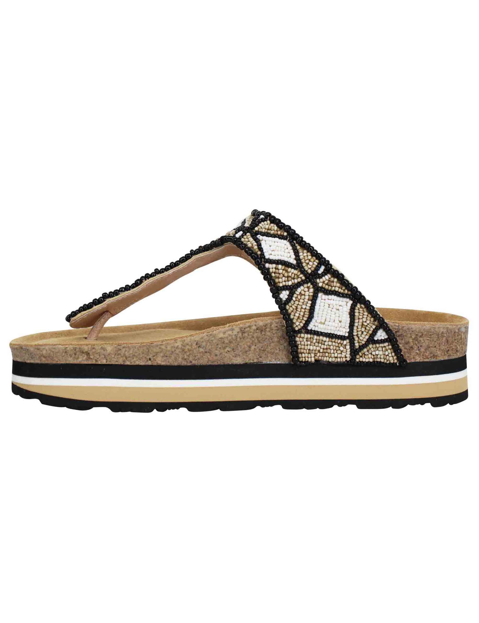 Infrabijoux women's Gioia Embroidery sandals in brown beads