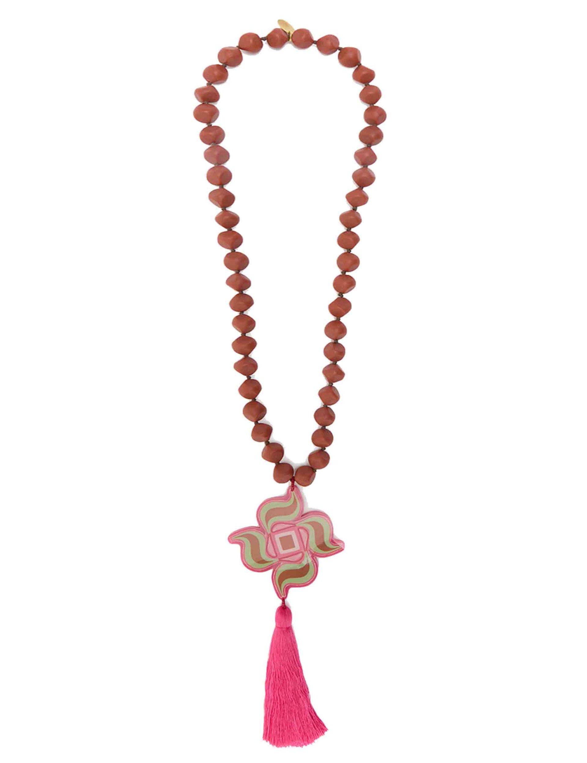 Women's necklaces Pinwheel in pink resin with pendant
