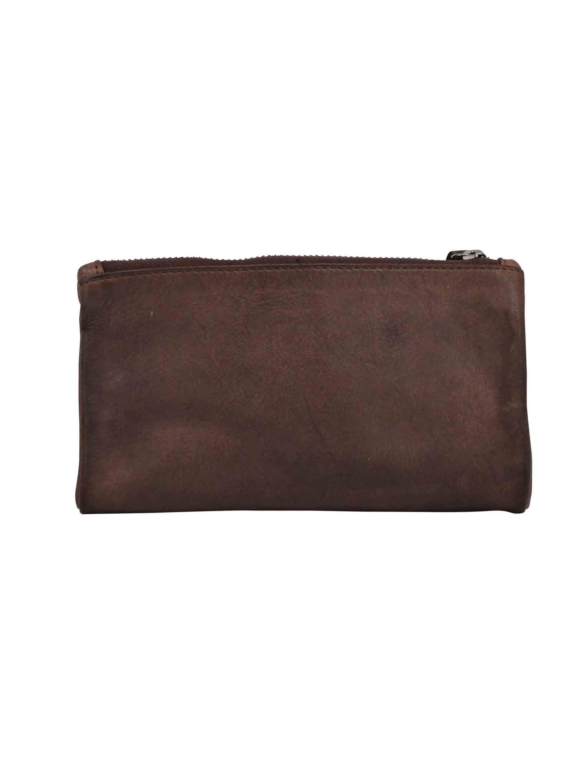 Men's document holder in vintage dark brown leather with zip closure