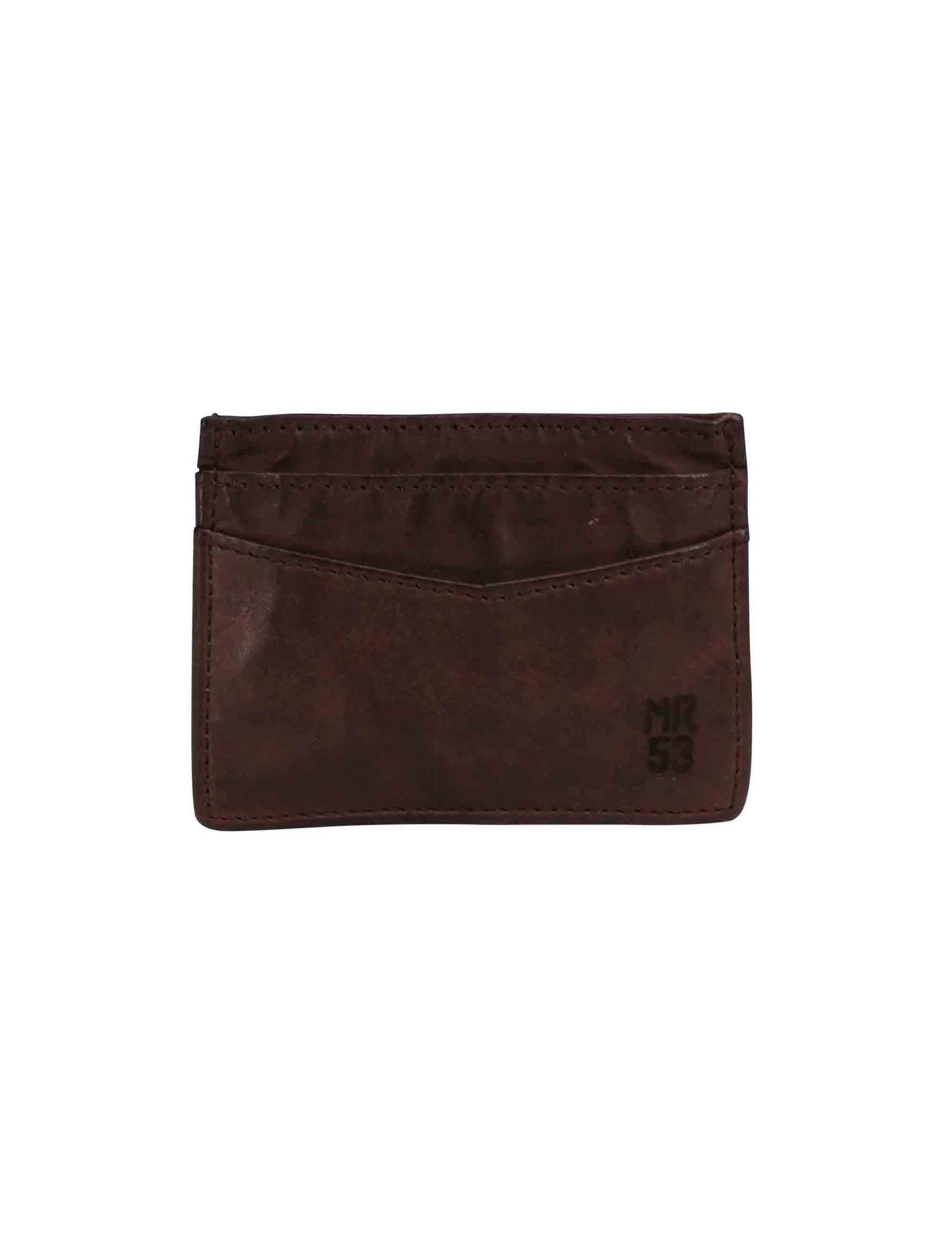 Men's card holder in vintage dark brown leather