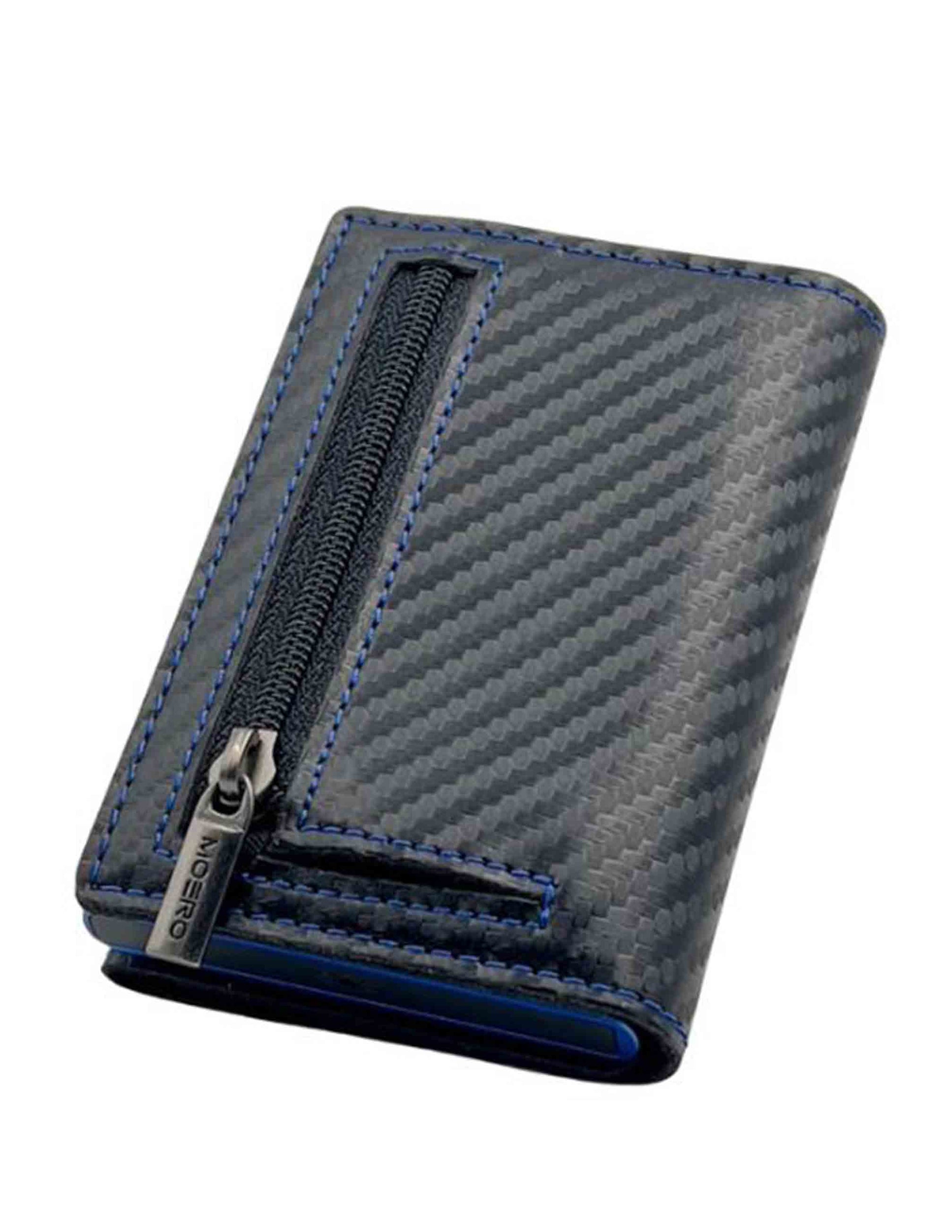 Pro card holder in black carbon effect leather with coin purse