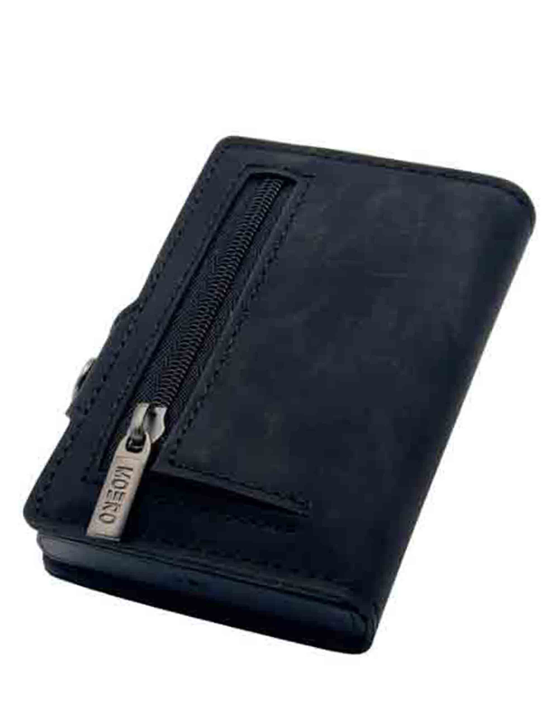 Vintage black eco leather card holder with coin purse