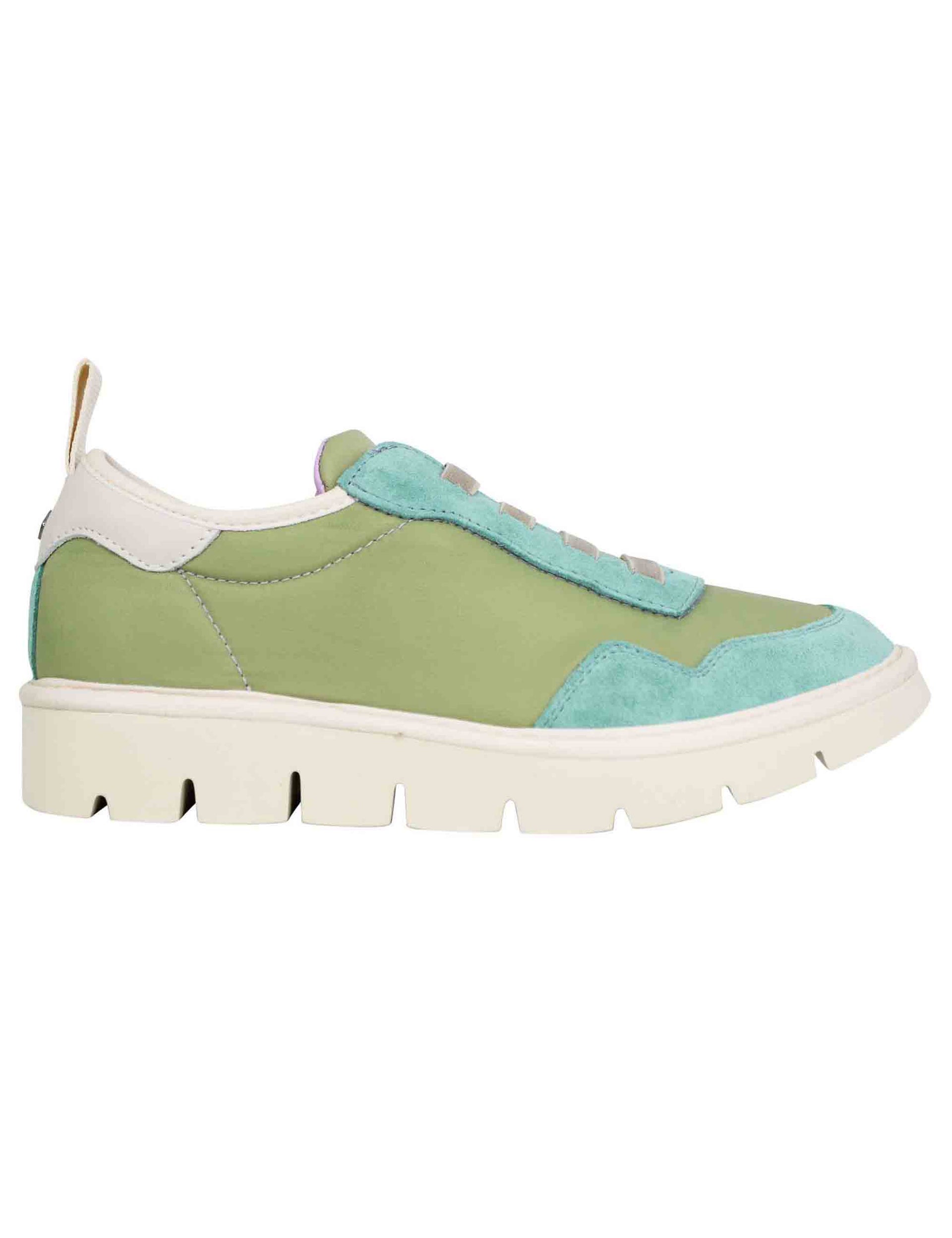 Women's sneakers in green fabric