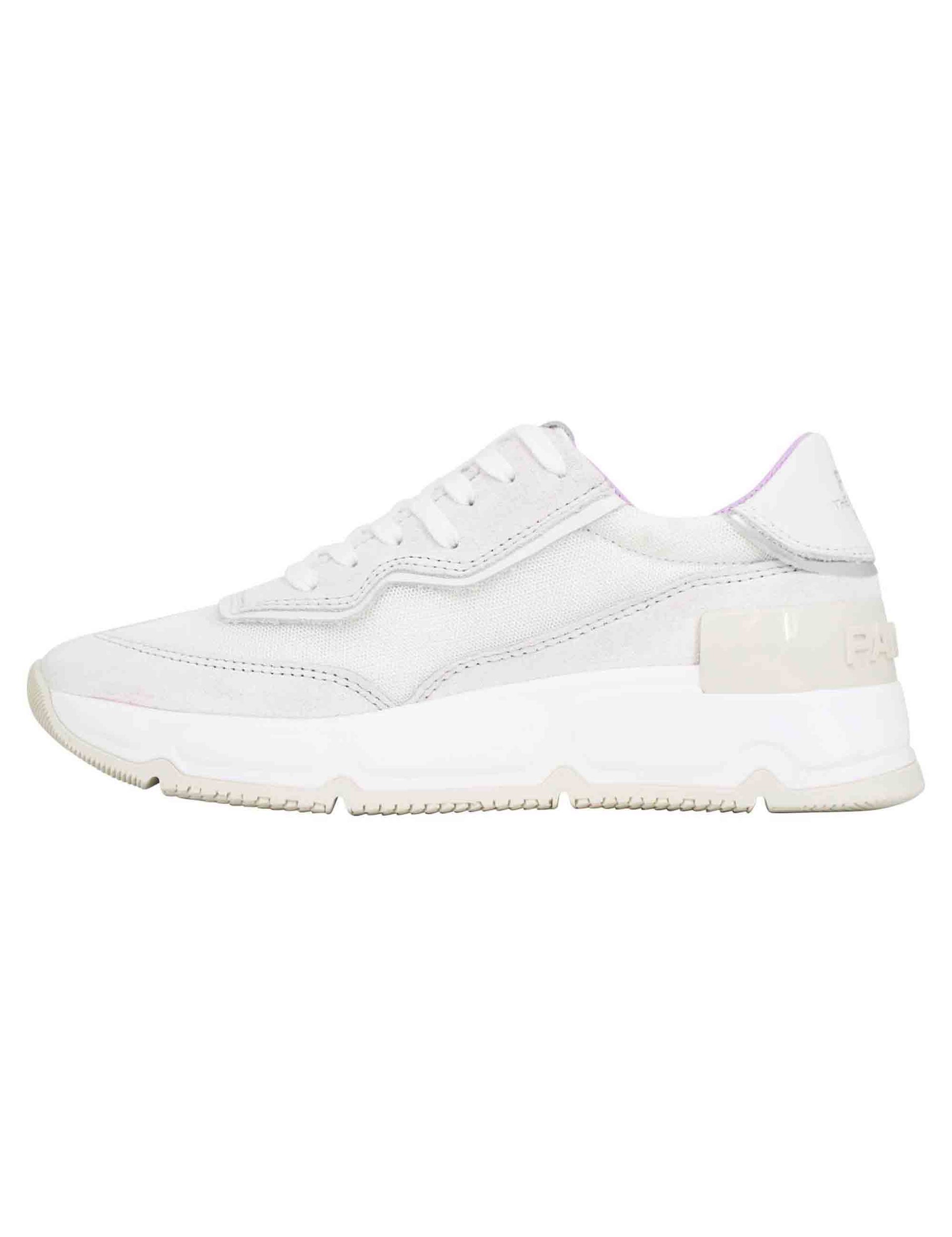 Women's sneakers in white leather and fabric