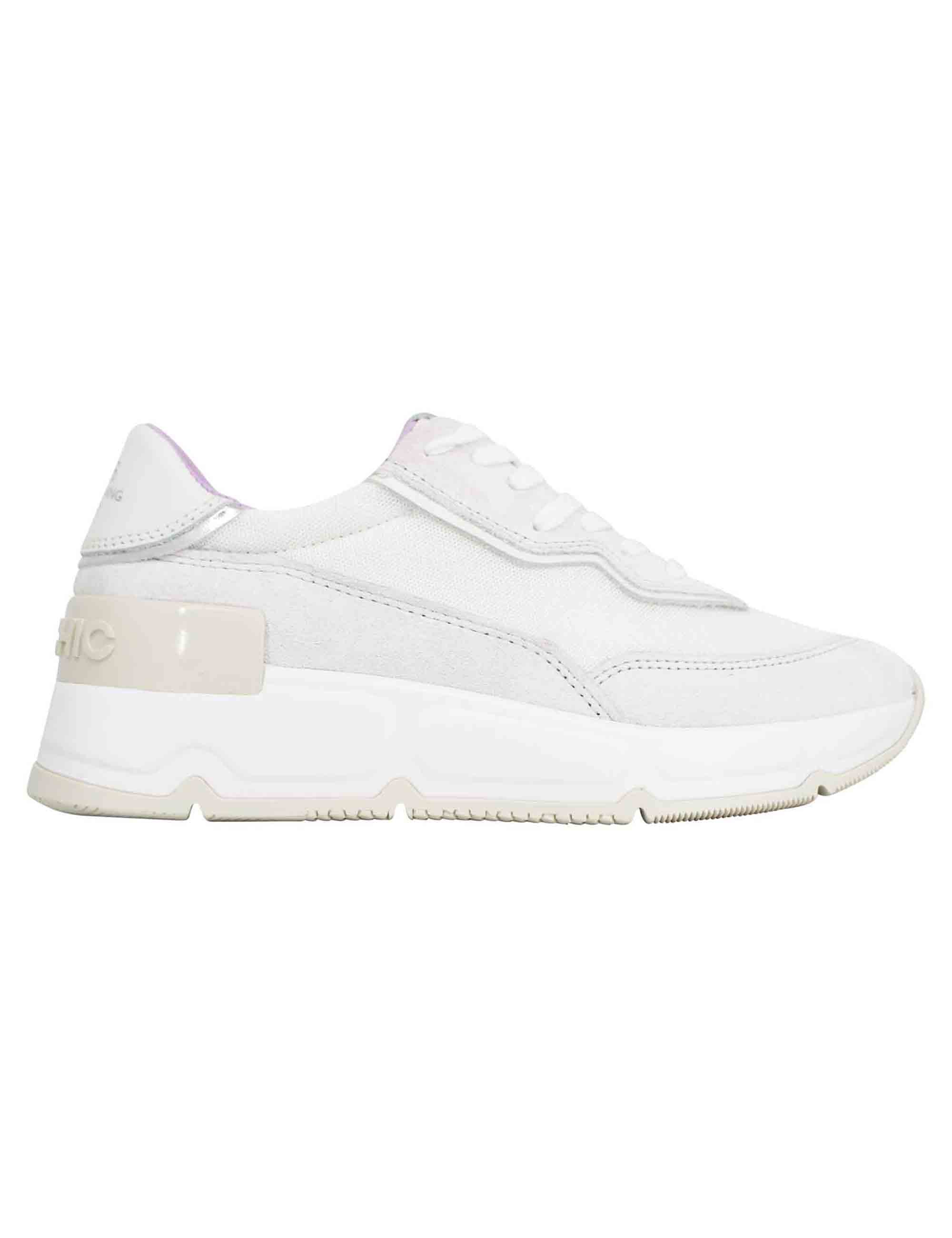 Spatarella Sneakers donna in pelle e tessuto bianco