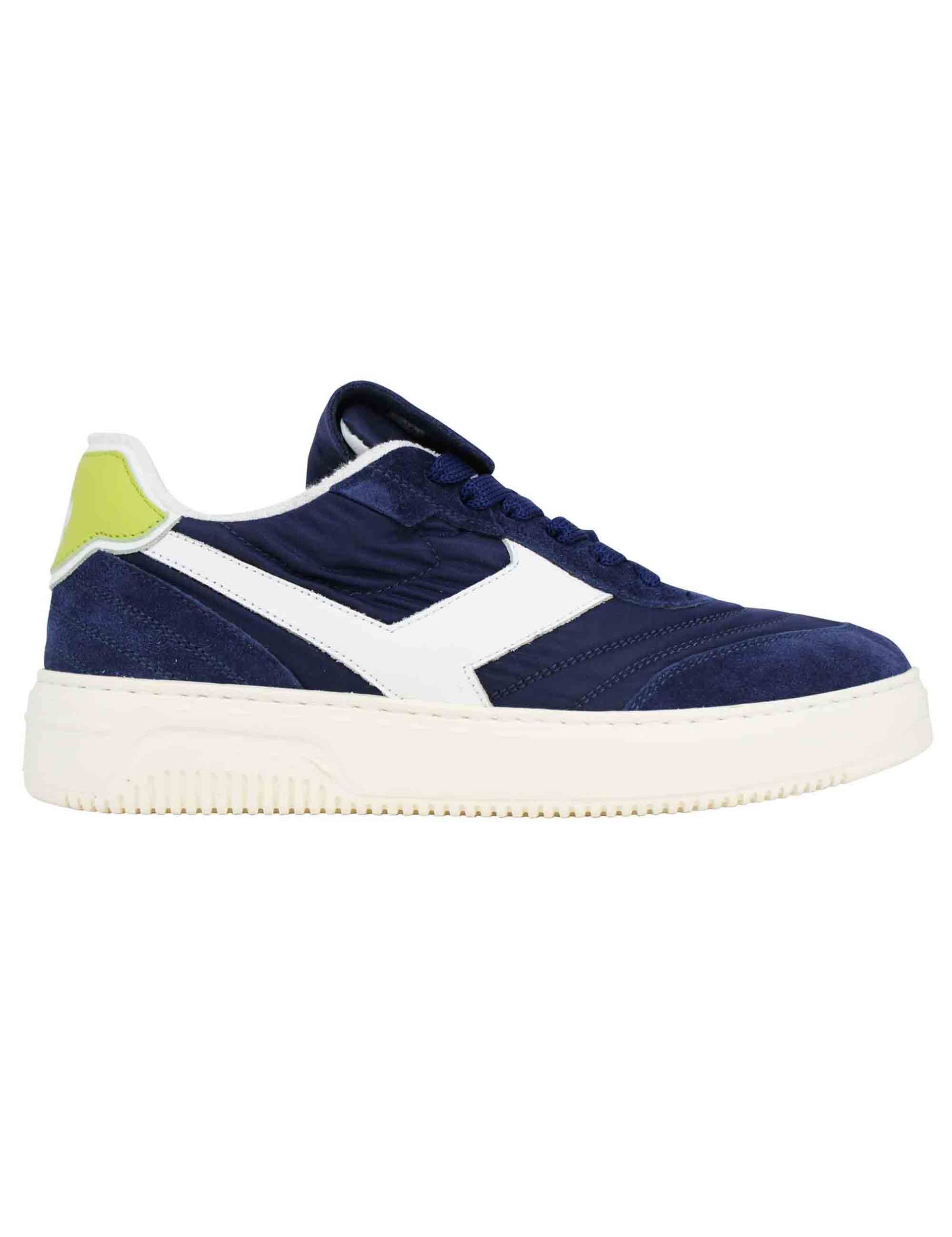 Pdo men's sneakers in blue leather and fabric