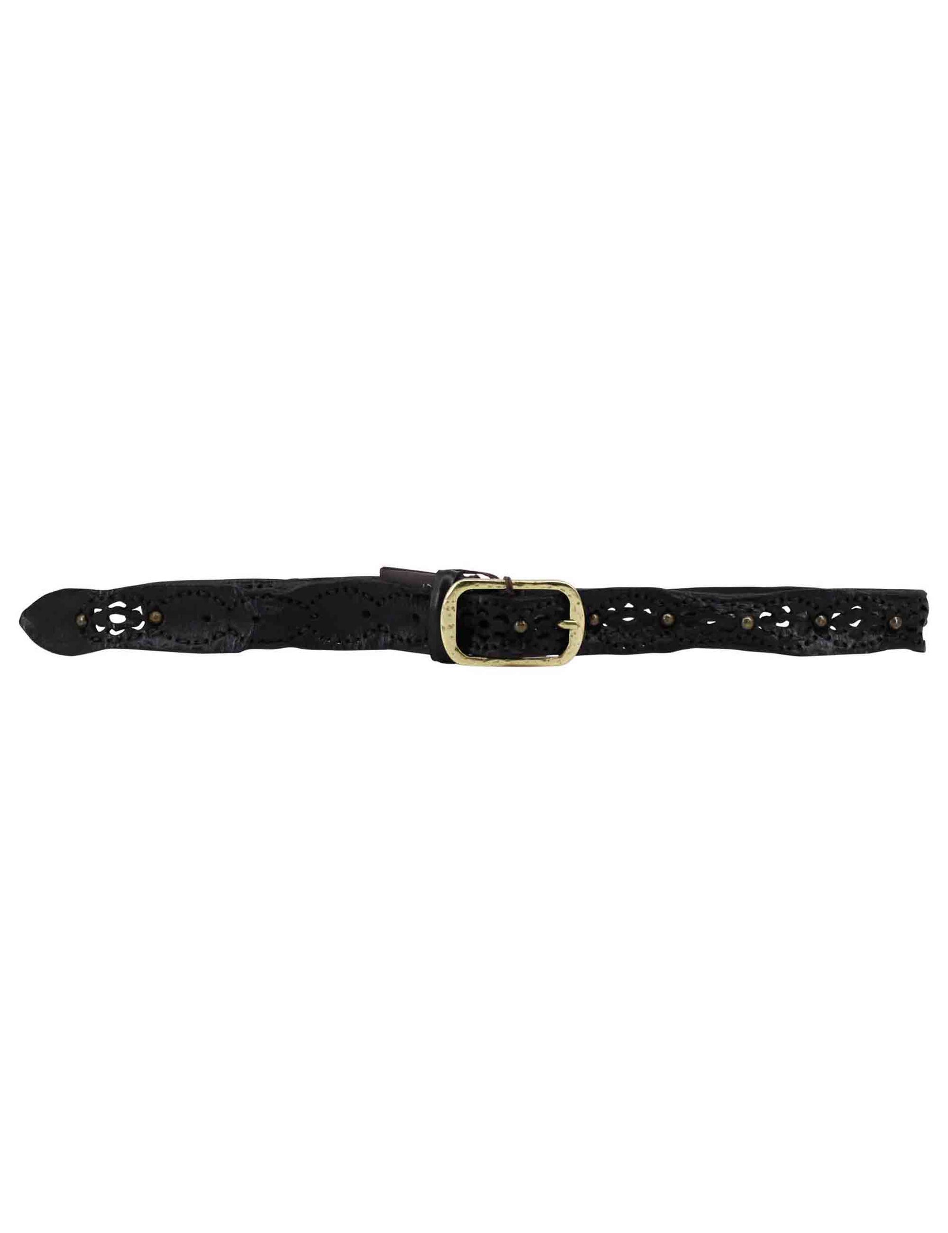 Women's black leather belts with studs