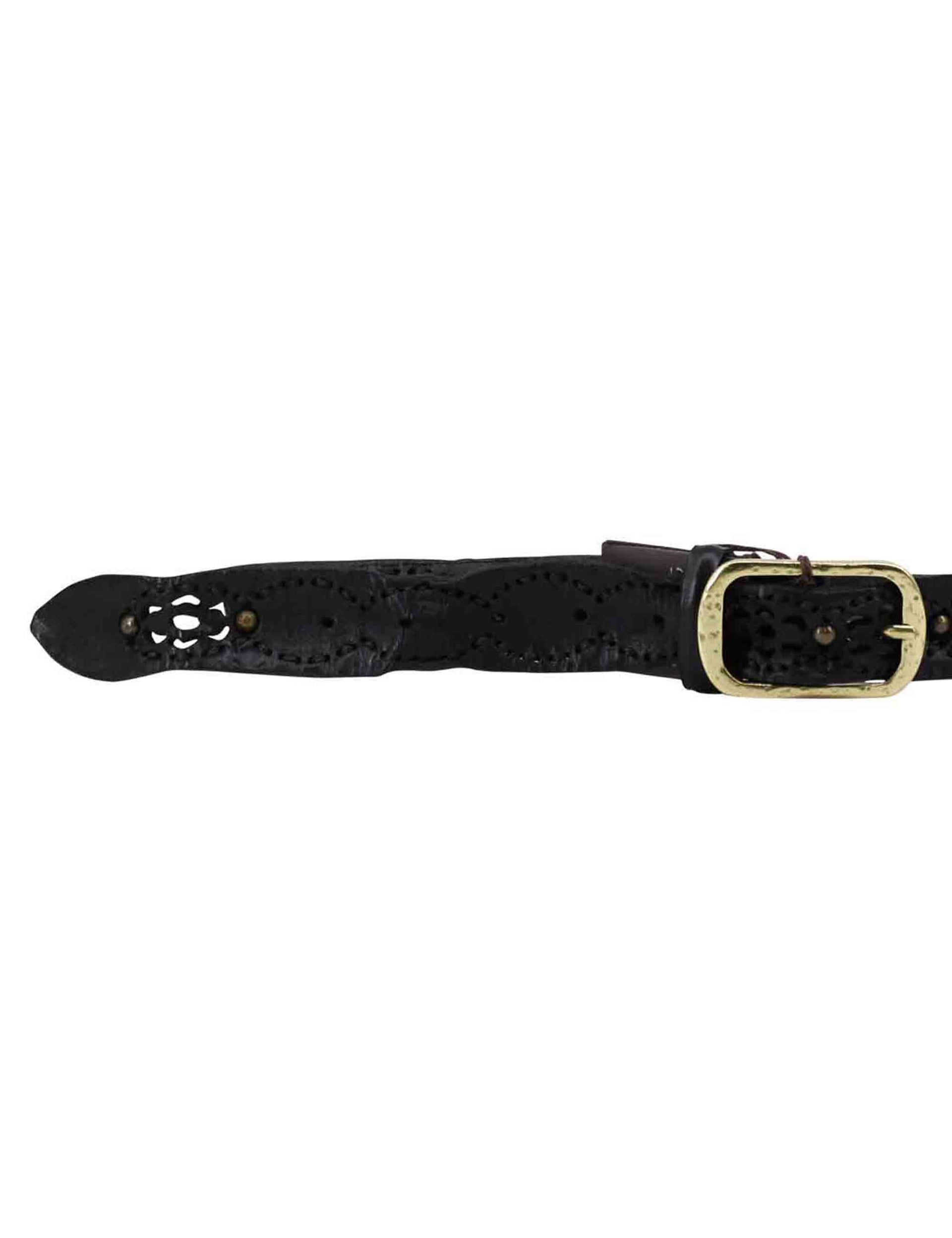 Women's black leather belts with studs