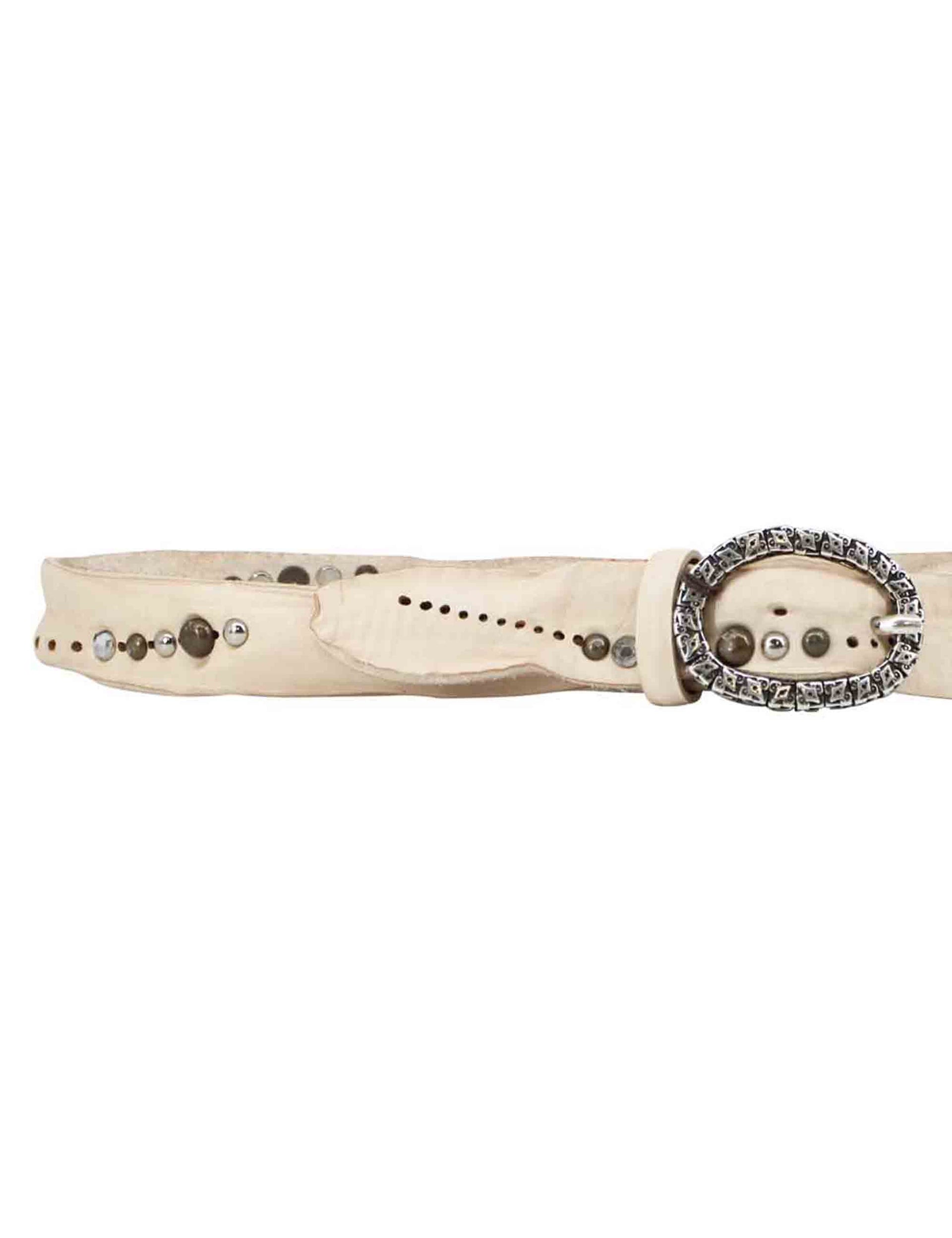 Women's white leather belts with studs
