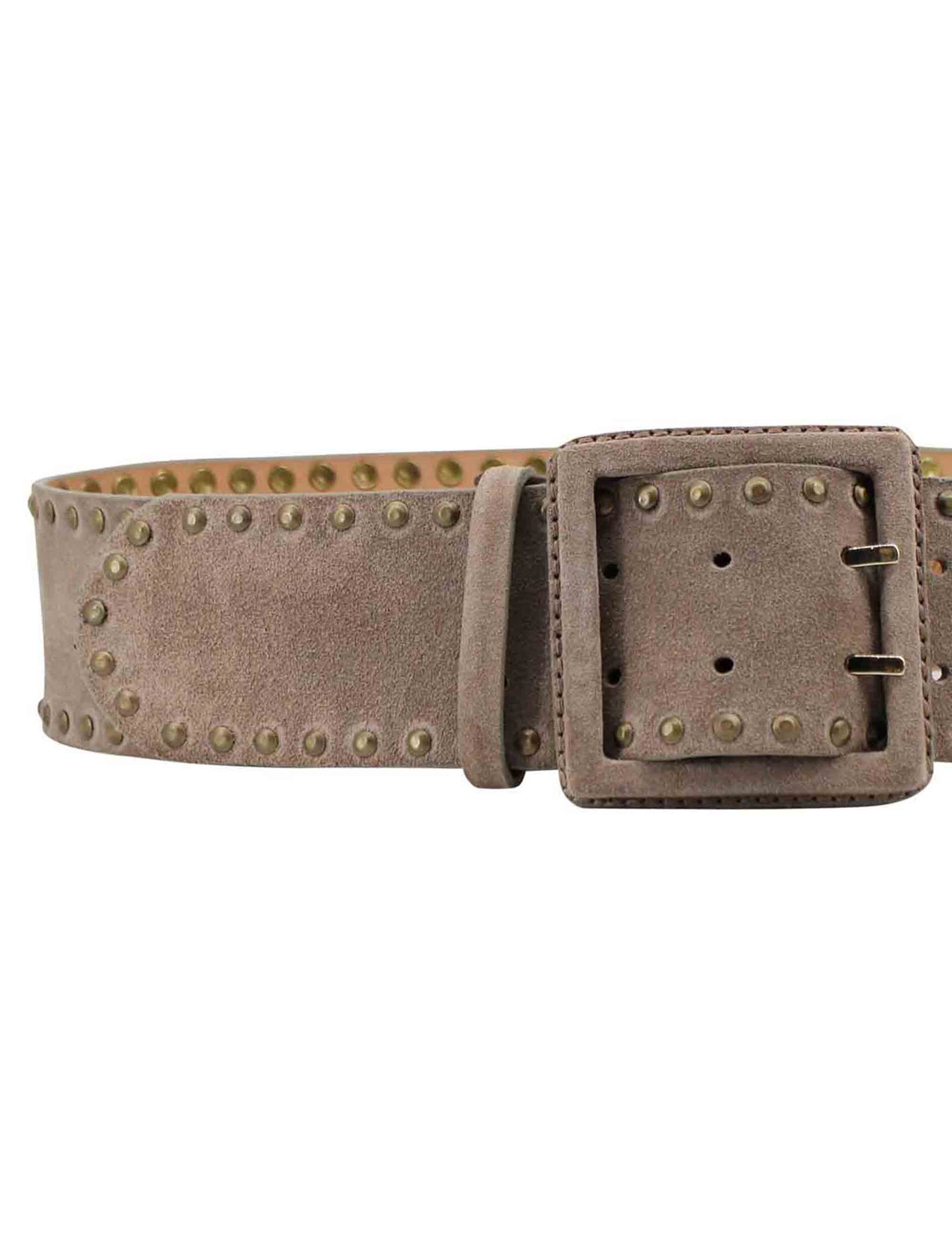 Women's belts in taupe suede with studs
