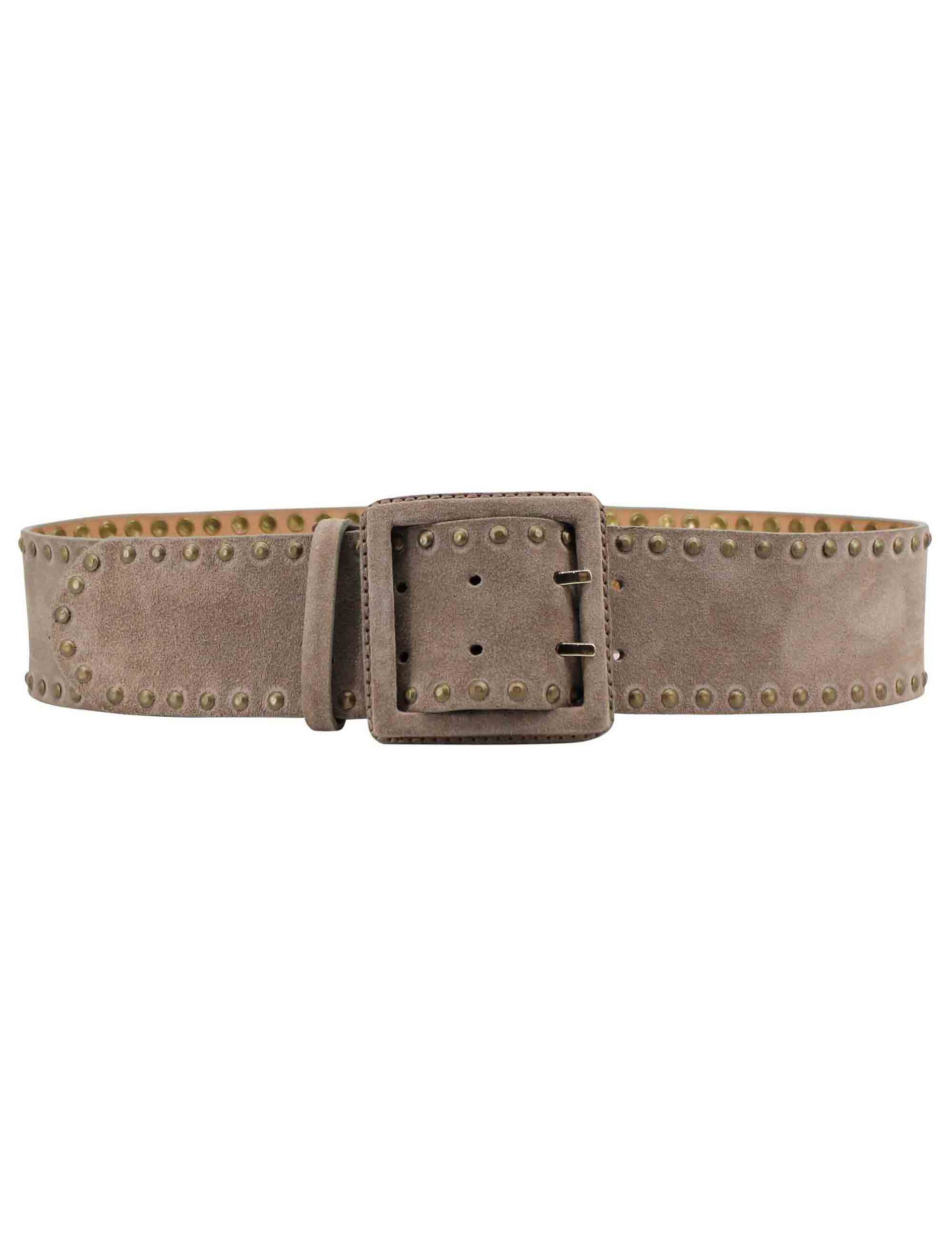 Women's belts in taupe suede with studs