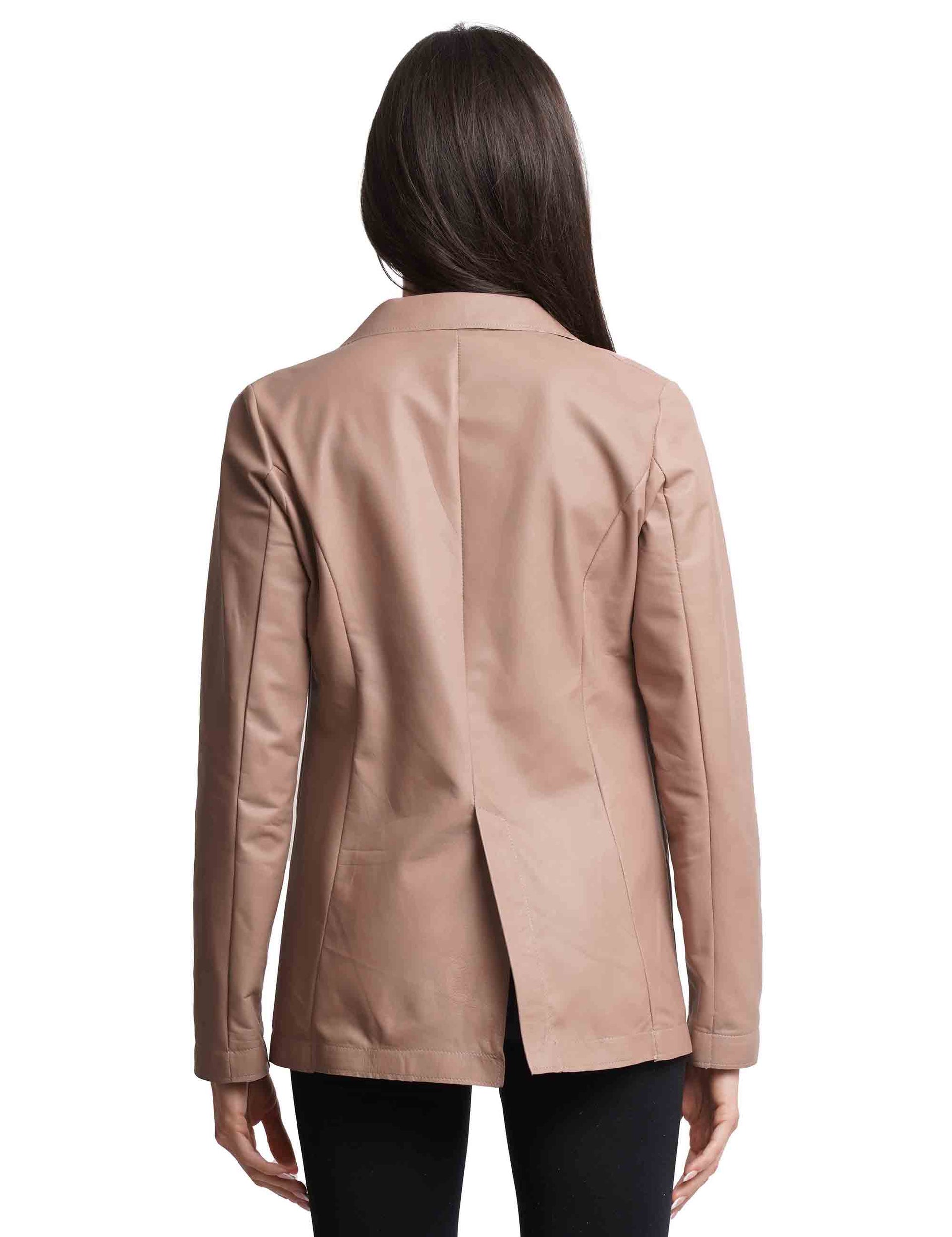 Single-breasted women's jackets in nude unlined leather with 1 button