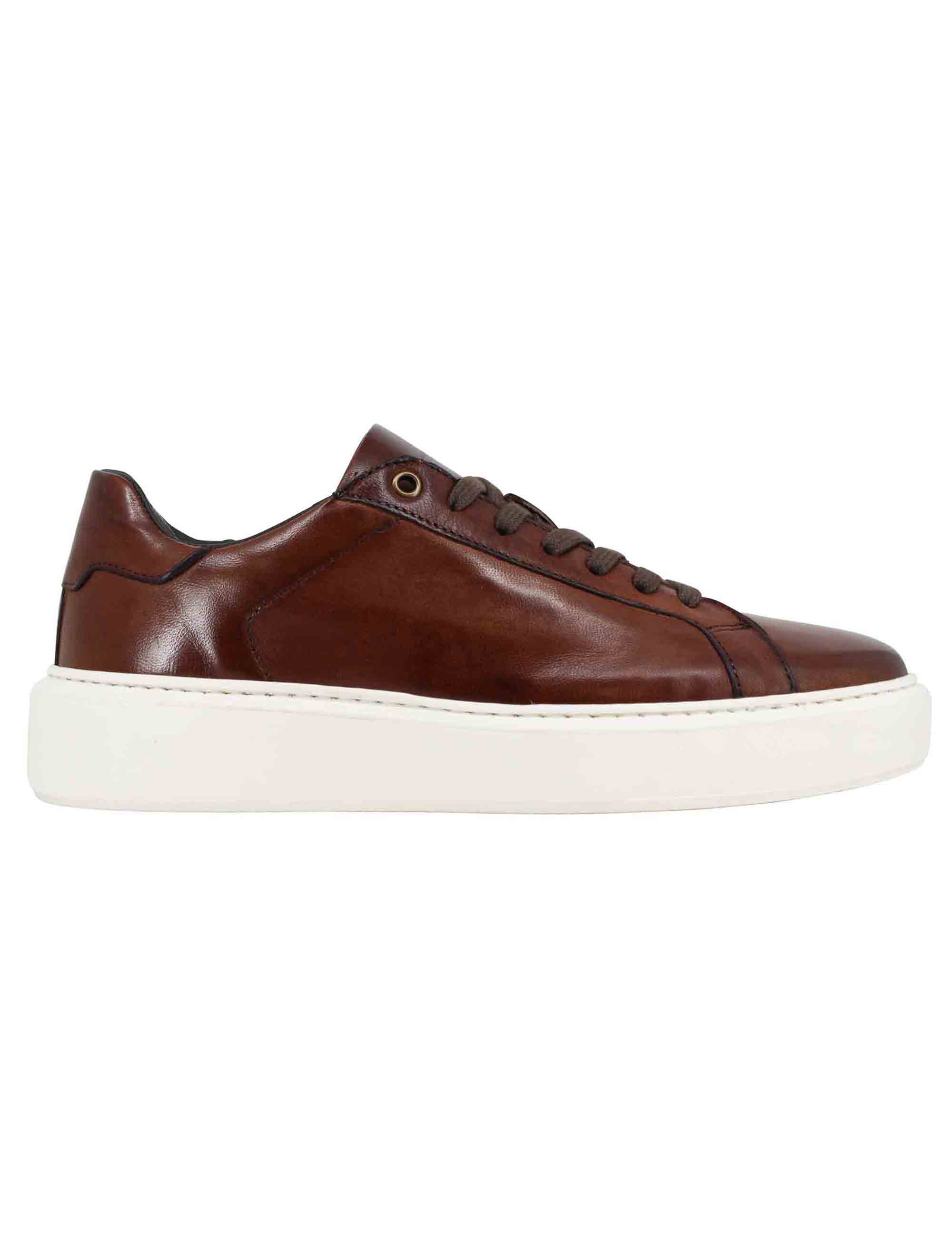 Spatarella Sneakers uomo in pelle cuoio con suola alta ulta light