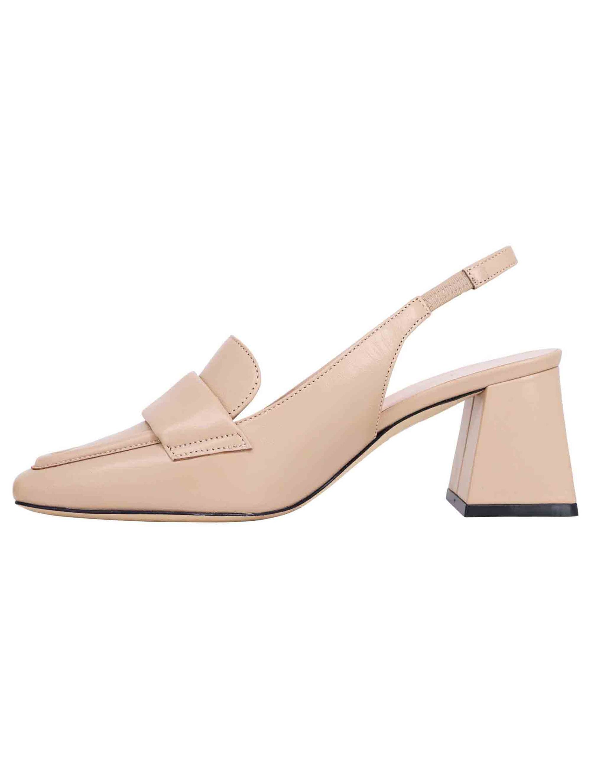 Decollete slingback donna in pelle cipria con punta quadra