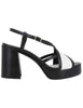 Women's slingback sandals in black leather with high heel and platform