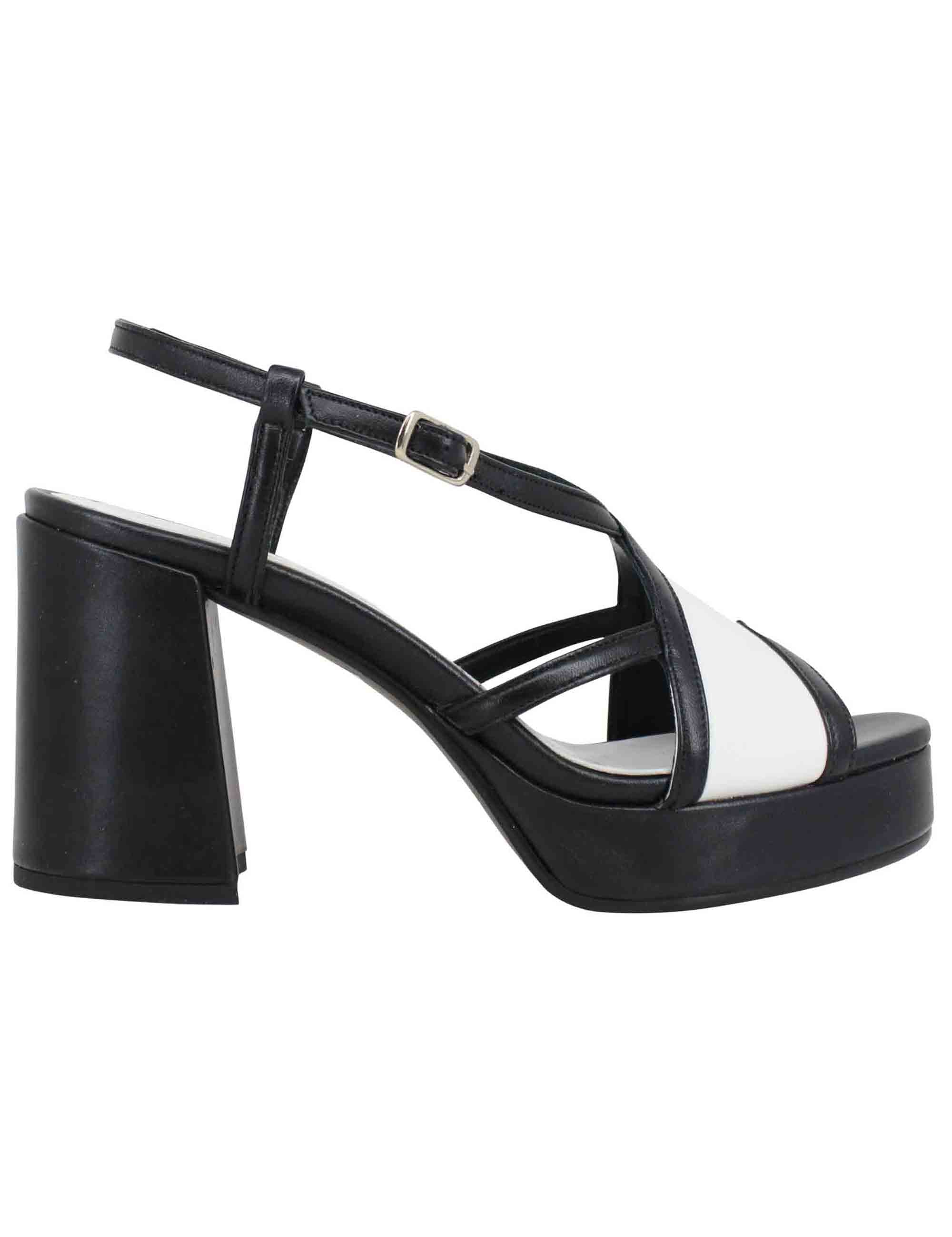 Spatarella Sandali slingback donna in pelle nera tacco alto e plateau