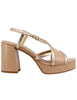 Women's slingback sandals in nude leather with high heel and platform