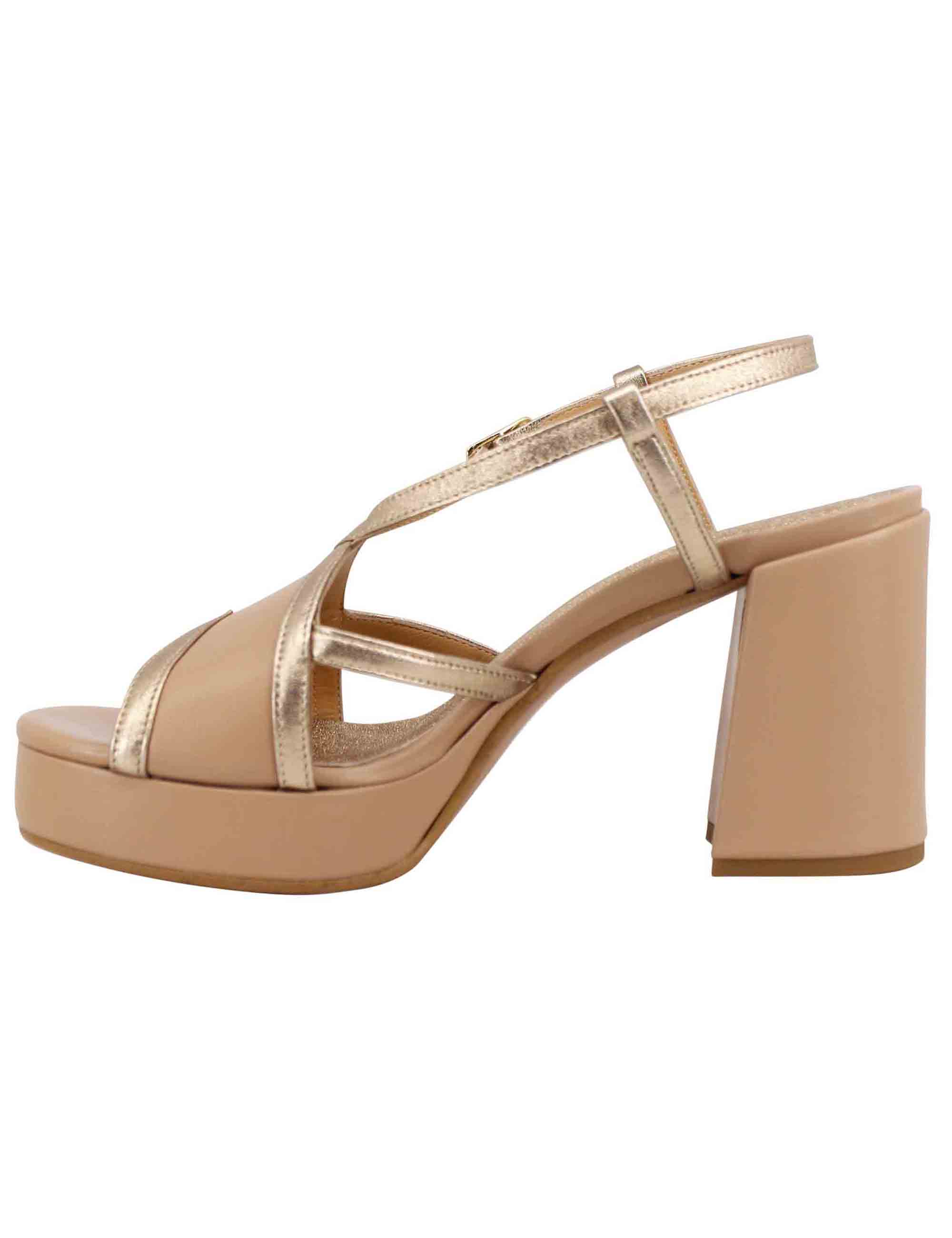 Sandali slingback donna in pelle nude tacco alto e plateau SP863 300 Spatarella 